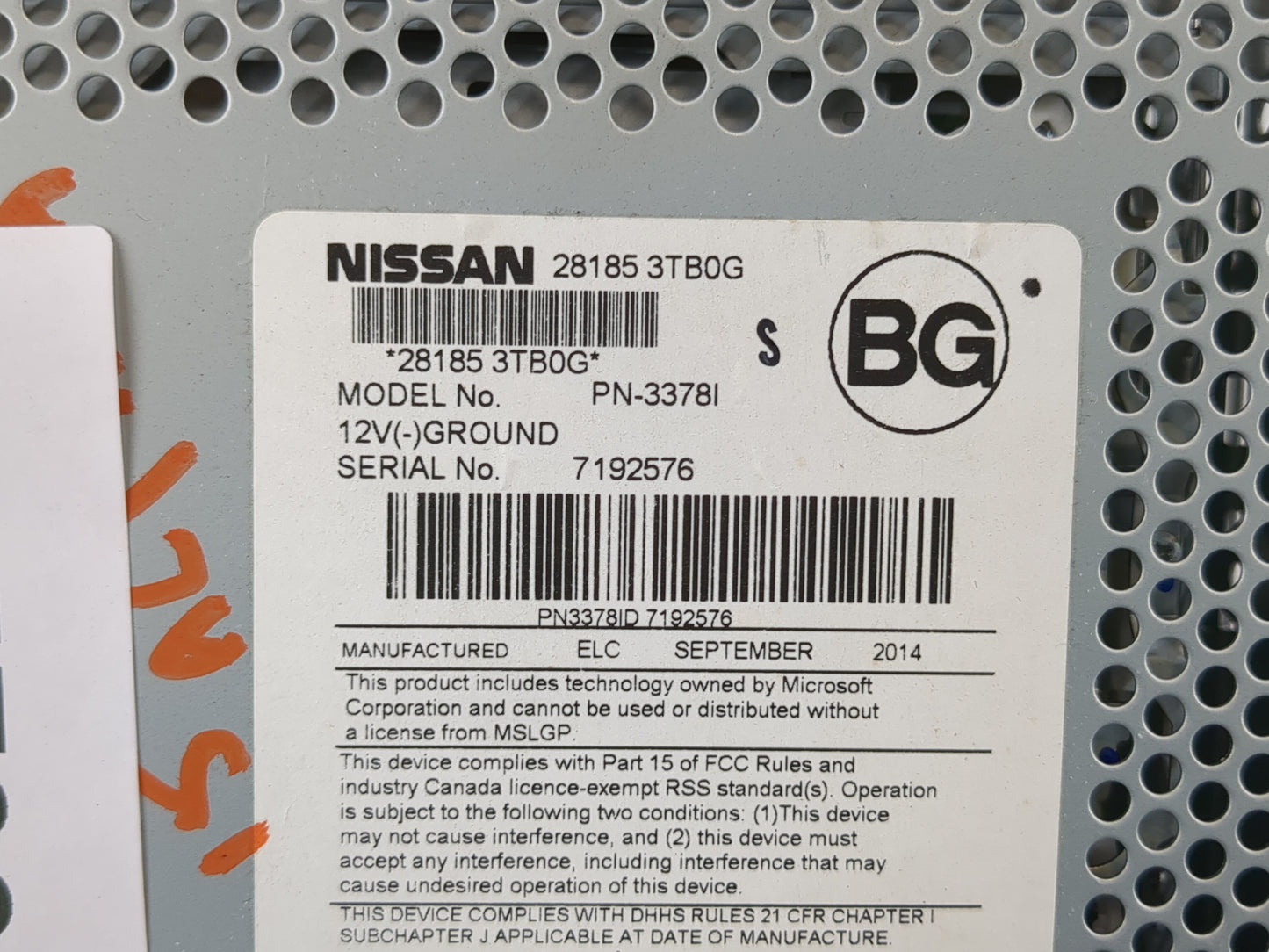 2013-2015 Nissan Altima Radio AM FM Cd Player Receiver Replacement P/N:28185 3TB0G Fits Fits 2013 2014 2015 OEM Used Auto Pa