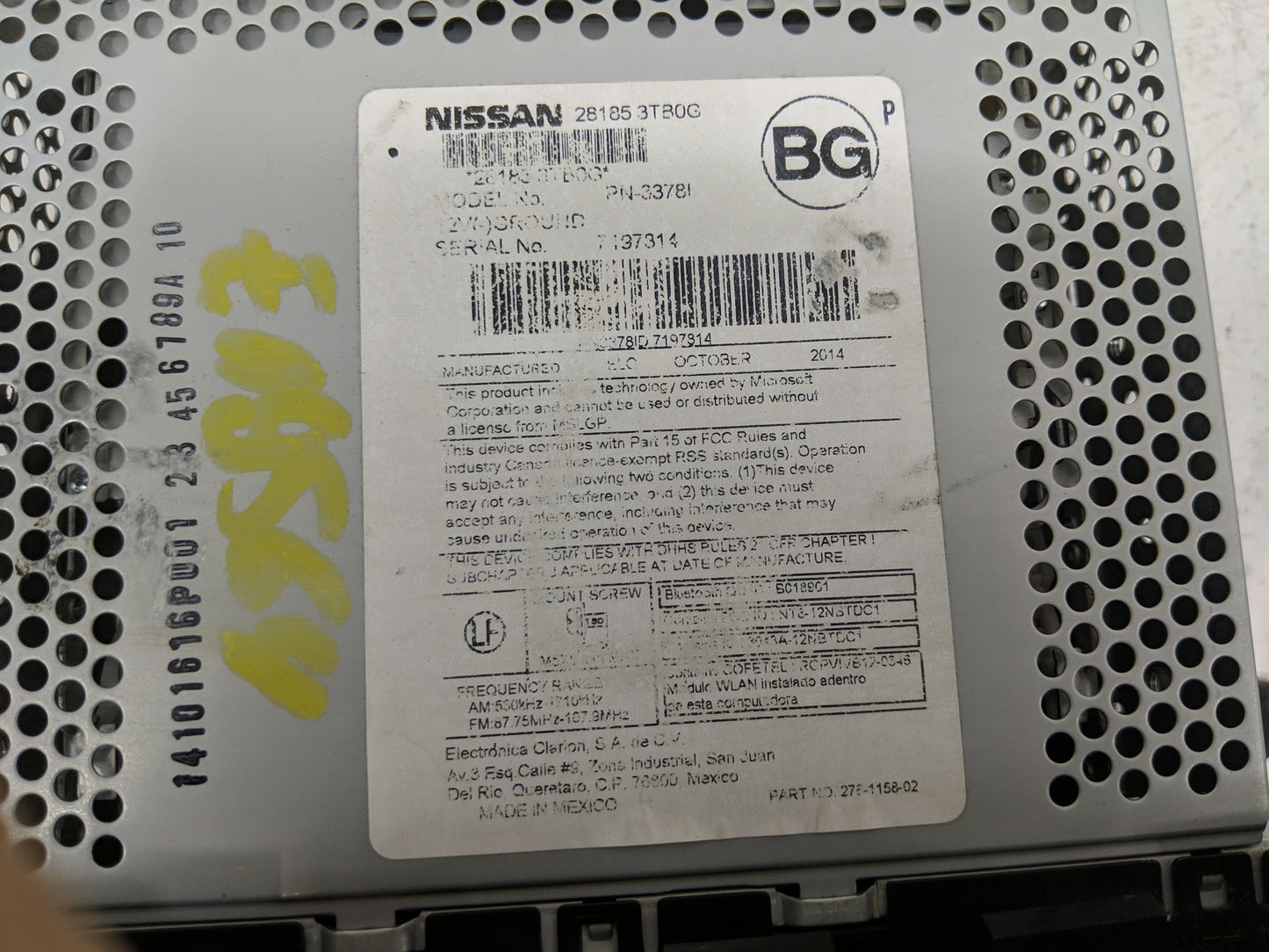 2013-2015 Nissan Altima Radio AM FM Cd Player Receiver Replacement P/N:28185 3TB0C Fits Fits 2013 2014 2015 OEM Used Auto Pa