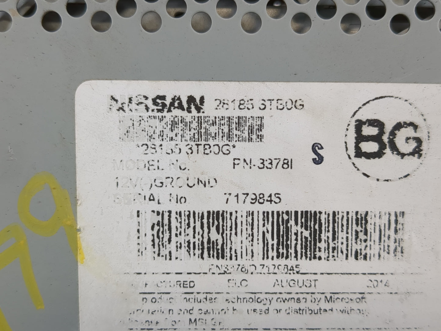 2013-2015 Nissan Altima Radio AM FM Cd Player Receiver Replacement P/N:28185 3TB0G Fits Fits 2013 2014 2015 OEM Used Auto Pa