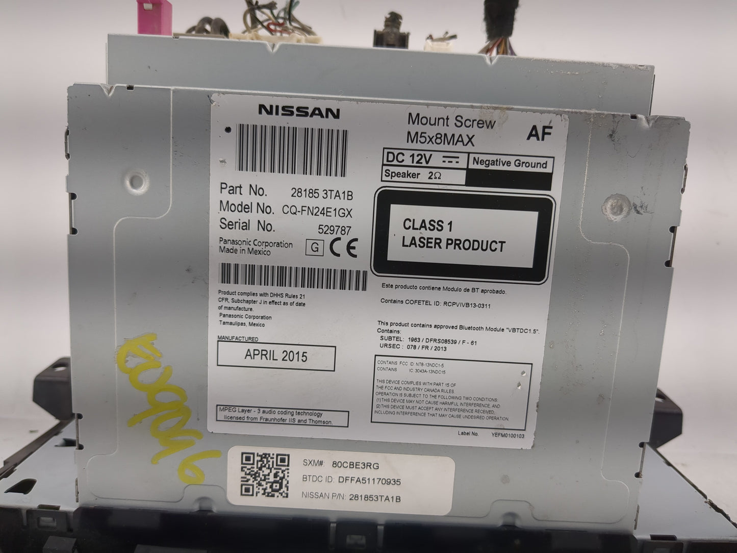 2013-2015 Nissan Altima Radio AM FM Cd Player Receiver Replacement P/N:28185 3TA1B Fits Fits 2013 2014 2015 OEM Used Auto Pa