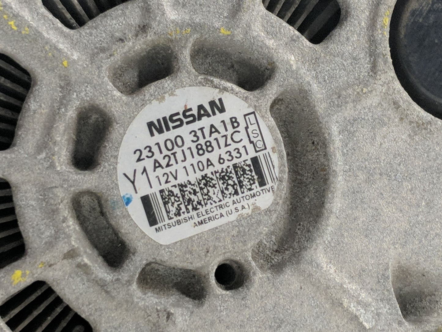 2013-2017 Nissan Altima Alternator Replacement Generator Charging Assembly Engine OEM P/N:23100 3TA1B Fits OEM Used Auto Par