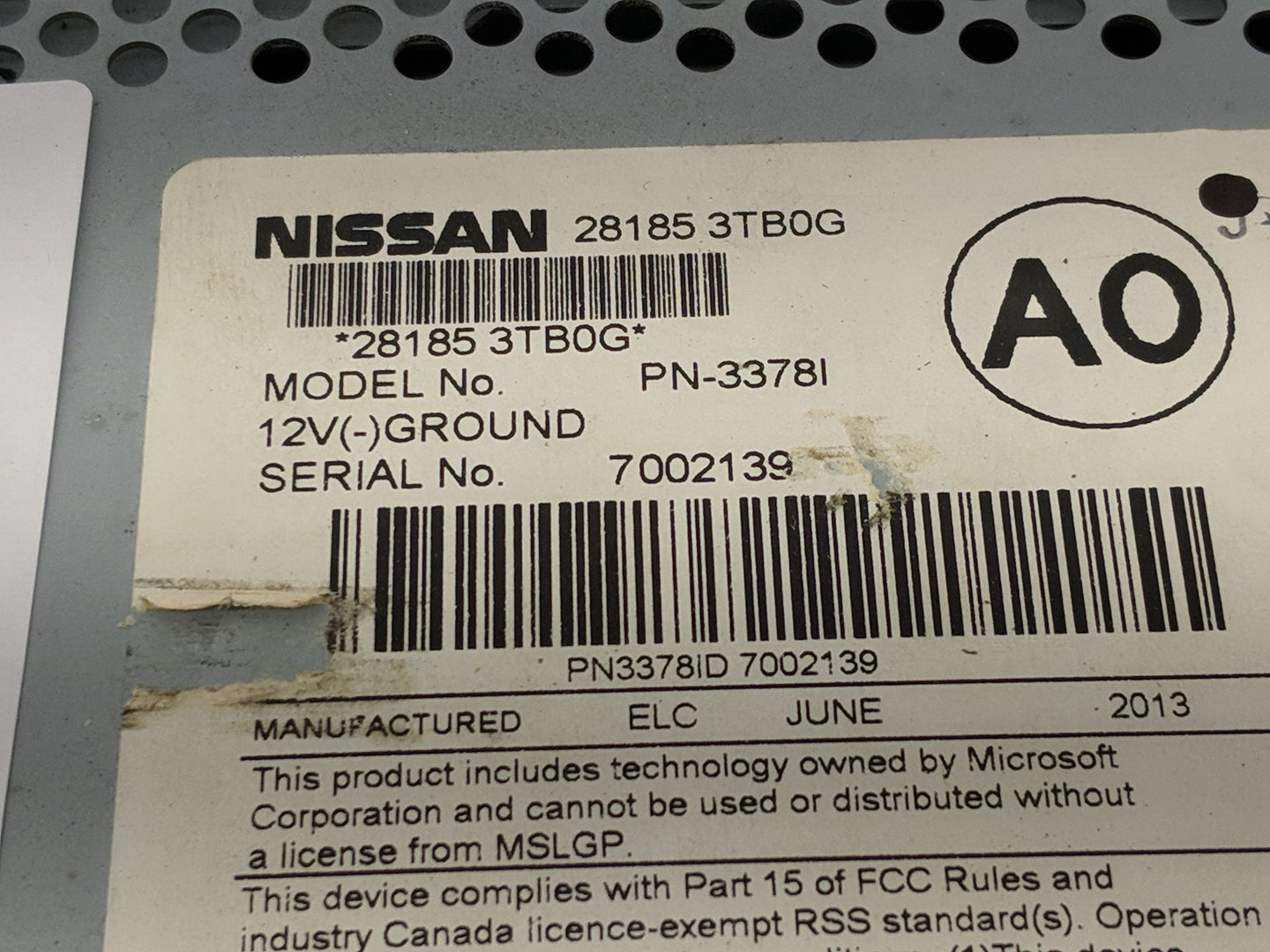 2013-2015 Nissan Altima Radio AM FM Cd Player Receiver Replacement P/N:28185 3TB0G Fits Fits 2013 2014 2015 OEM Used Auto Pa