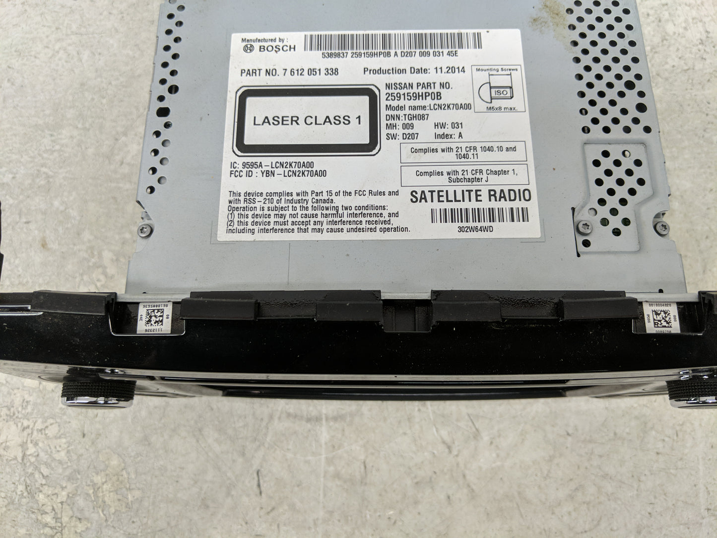 2015 Nissan Altima Radio AM FM Cd Player Receiver Replacement P/N:259159HP0B 7 612 051 338 Fits OEM Used Auto Parts - Oemuse