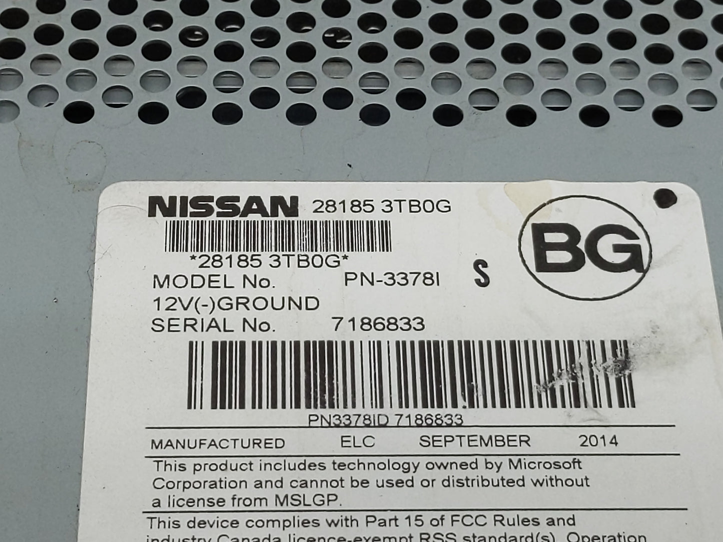2013-2015 Nissan Altima Radio AM FM Cd Player Receiver Replacement P/N:28185 3TB0G Fits Fits 2013 2014 2015 OEM Used Auto Pa