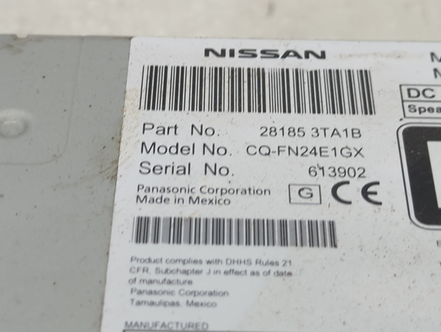 2013-2015 Nissan Altima Radio AM FM Cd Player Receiver Replacement P/N:28185 3TA1B Fits Fits 2013 2014 2015 OEM Used Auto Pa