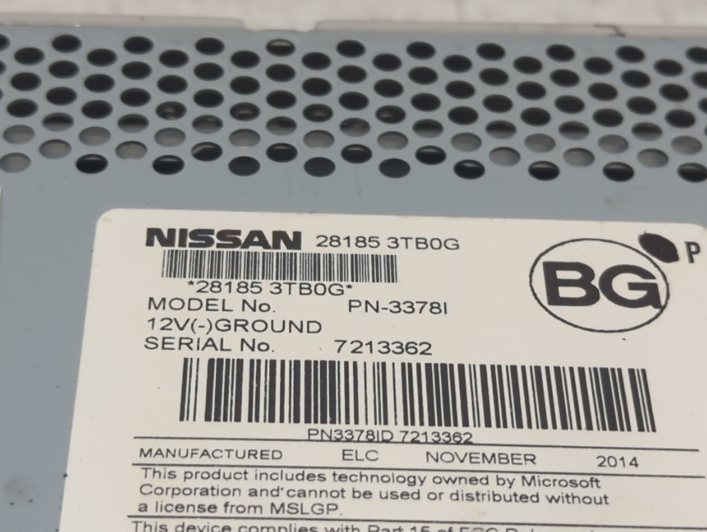 2013-2015 Nissan Altima Radio AM FM Cd Player Receiver Replacement P/N:28185 3TB0G PN-3378I, 281853TB0G Fits Fits 2013 2014 