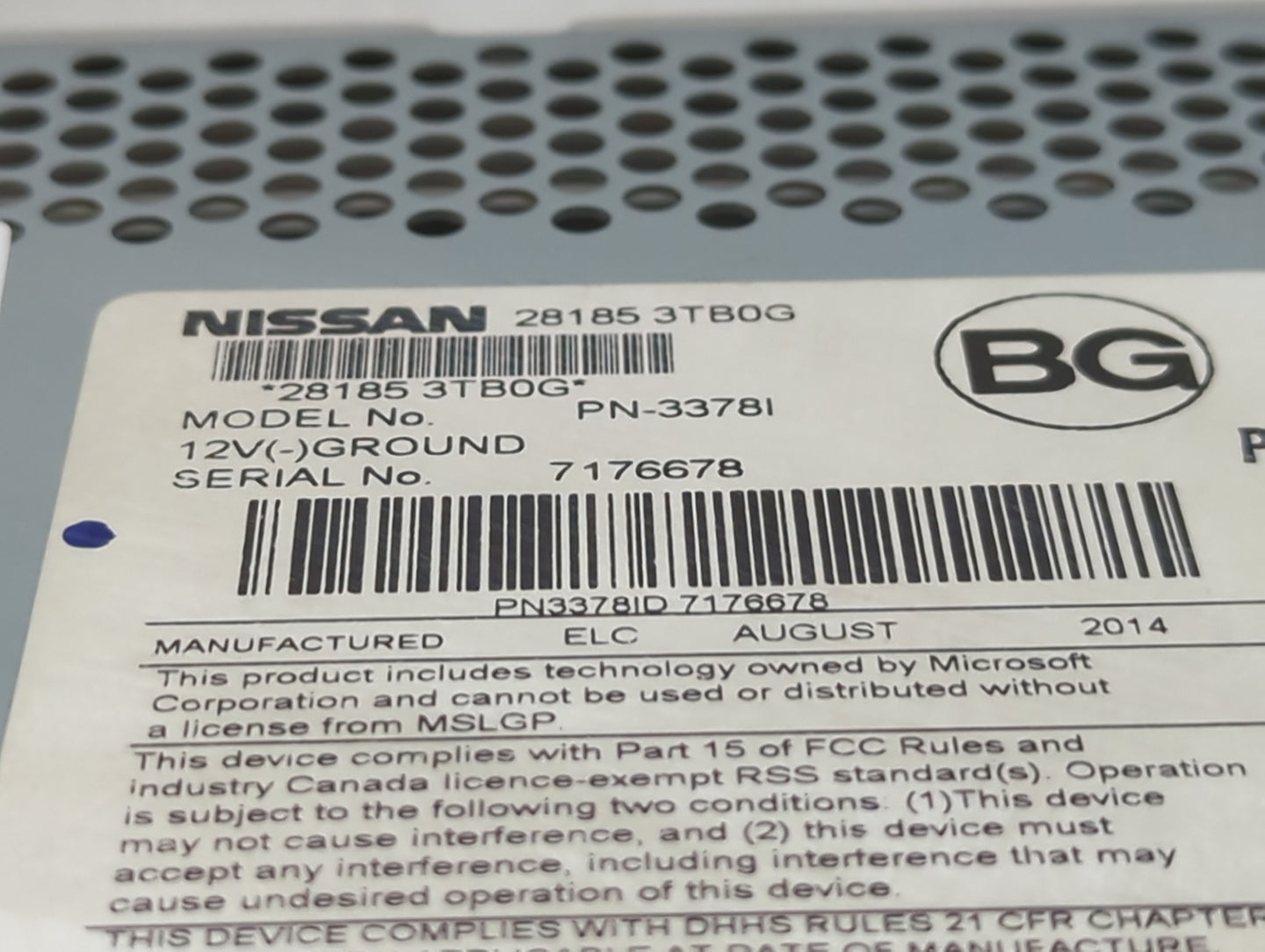 2013-2015 Nissan Altima Radio AM FM Cd Player Receiver Replacement P/N:28185 3TB0G Fits Fits 2013 2014 2015 OEM Used Auto Pa