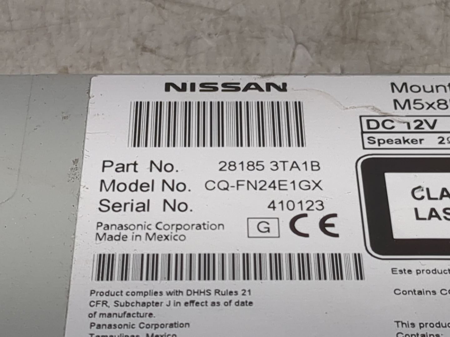 2013-2015 Nissan Altima Radio AM FM Cd Player Receiver Replacement P/N:281853TA1B CQ-FN24E1GX Fits Fits 2013 2014 2015 OEM U