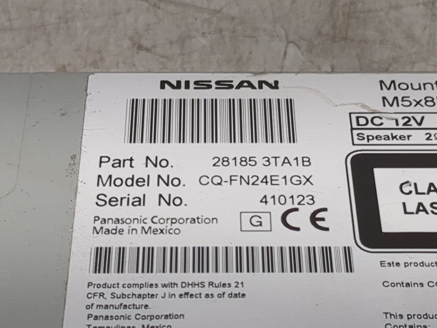 2013-2015 Nissan Altima Radio AM FM Cd Player Receiver Replacement P/N:281853TA1B CQ-FN24E1GX Fits Fits 2013 2014 2015 OEM U