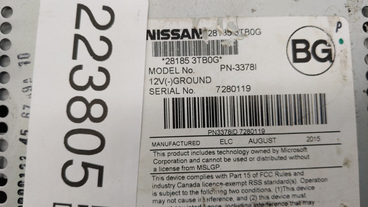2013-2015 Nissan Altima Radio AM FM Cd Player Receiver Replacement P/N:28185 3TA0G 28185 3TB0G Fits Fits 2013 2014 2015 OEM 