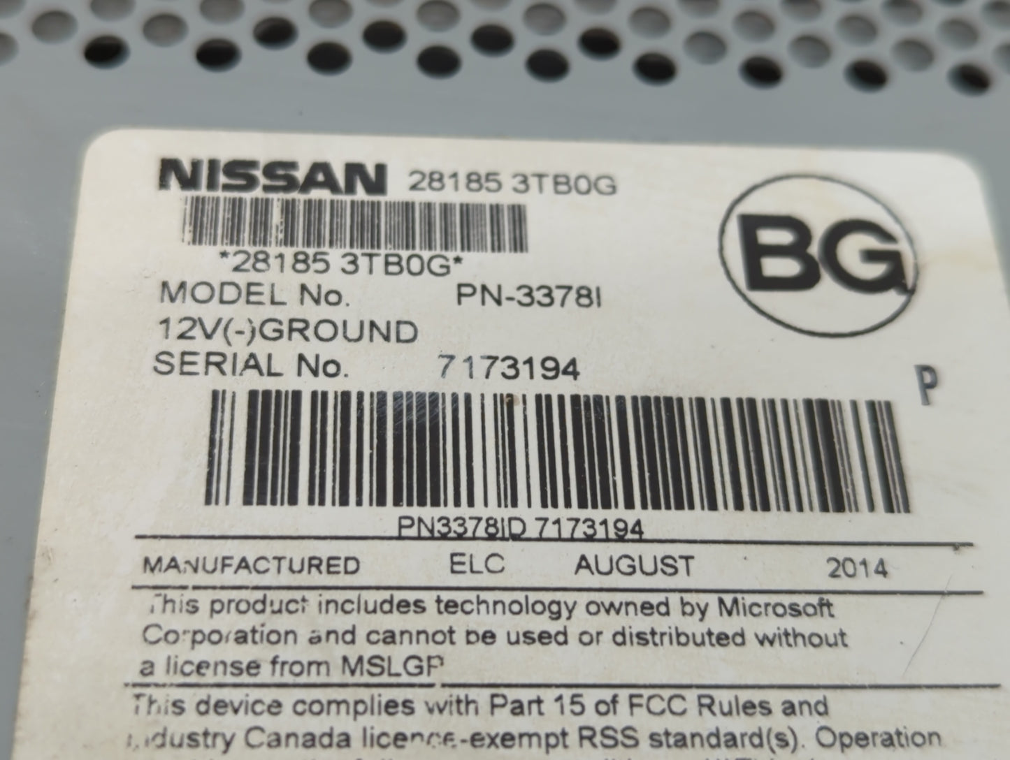 2013-2015 Nissan Altima Radio AM FM Cd Player Receiver Replacement P/N:28185 3TA0G 28185 3TB0G Fits Fits 2013 2014 2015 OEM 