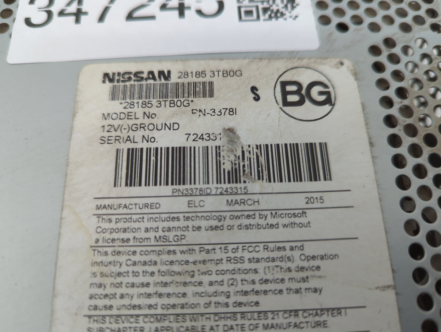 2013-2015 Nissan Altima Am Fm Cd Player Radio Receiver - Oemusedautoparts1.com