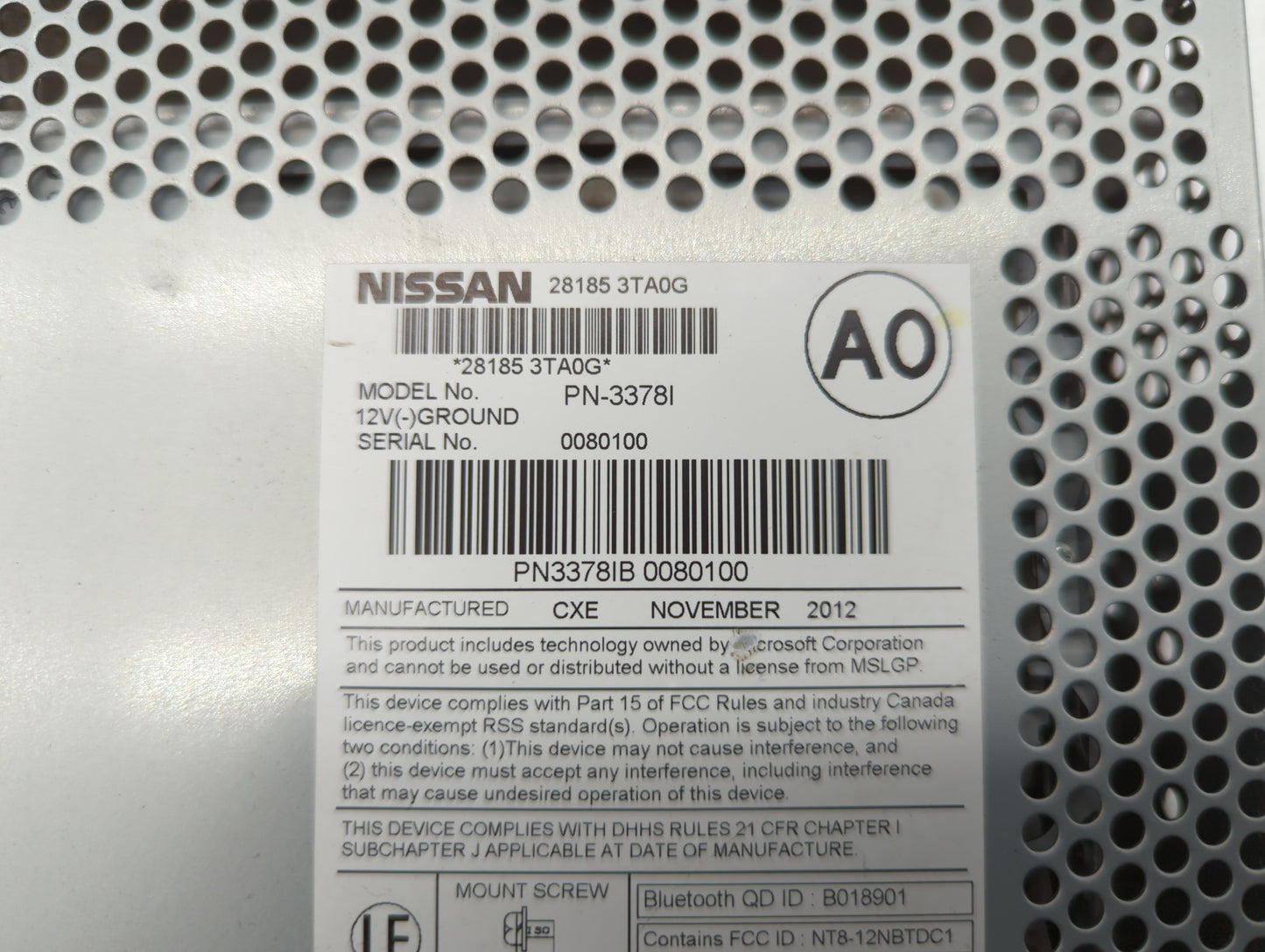 2013-2015 Nissan Altima Radio AM FM Cd Player Receiver Replacement P/N:28185 3TA0G 28185 3TB0G Fits Fits 2013 2014 2015 OEM 
