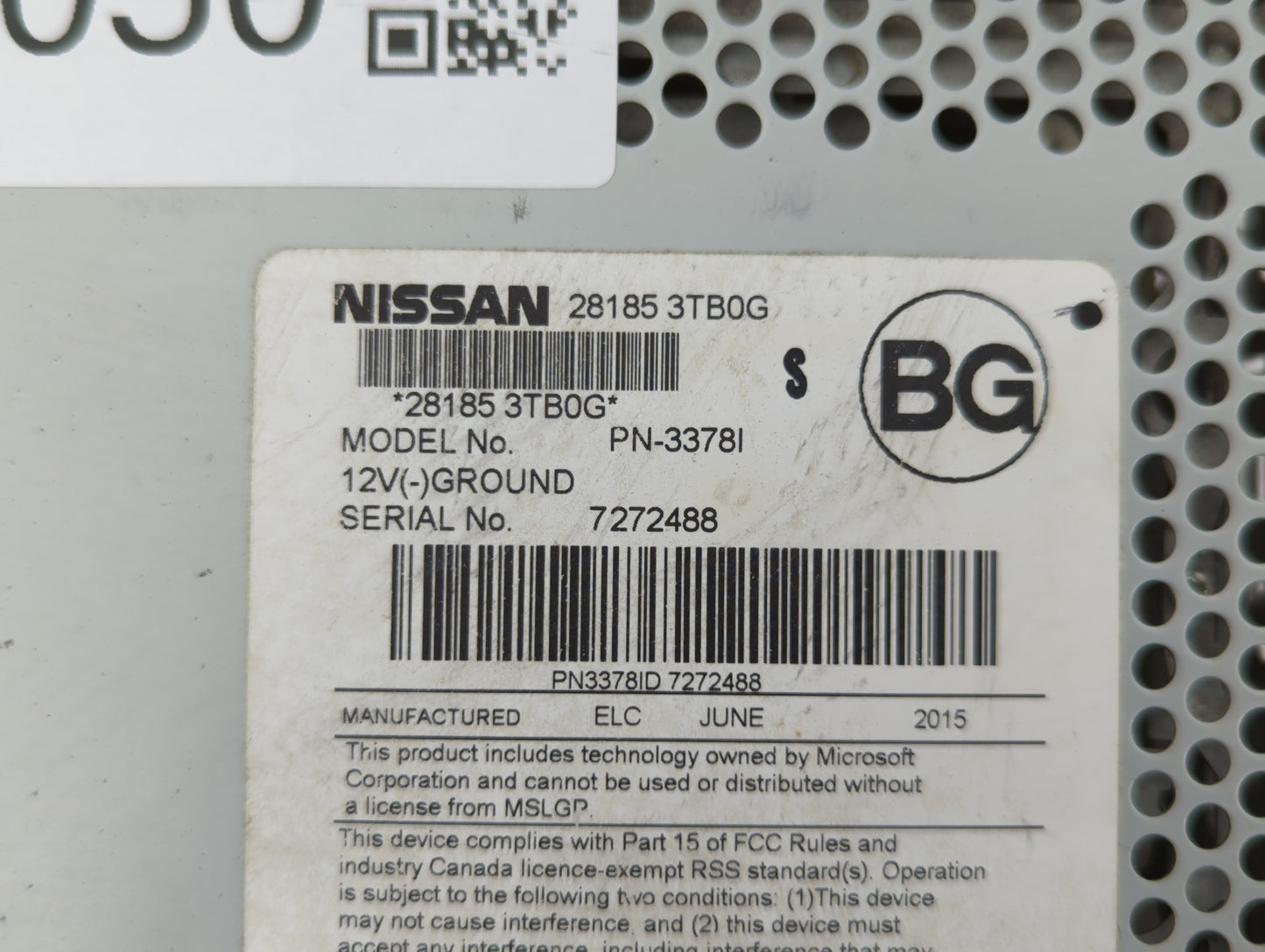 2015 Nissan Altima Radio AM FM Cd Player Receiver Replacement P/N:28185 3TB0G Fits Fits 2019 OEM Used Auto Parts - Oemusedau