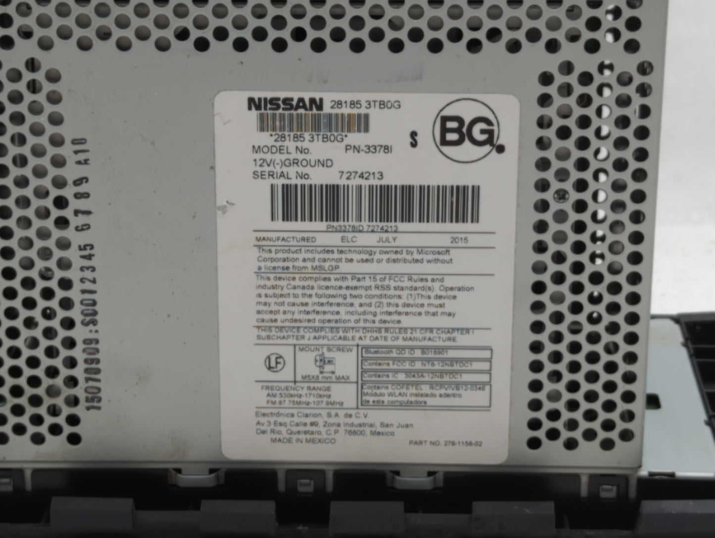 2013-2015 Nissan Altima Radio AM FM Cd Player Receiver Replacement P/N:28185 3TA0G 28185 3TB0G Fits Fits 2013 2014 2015 OEM 