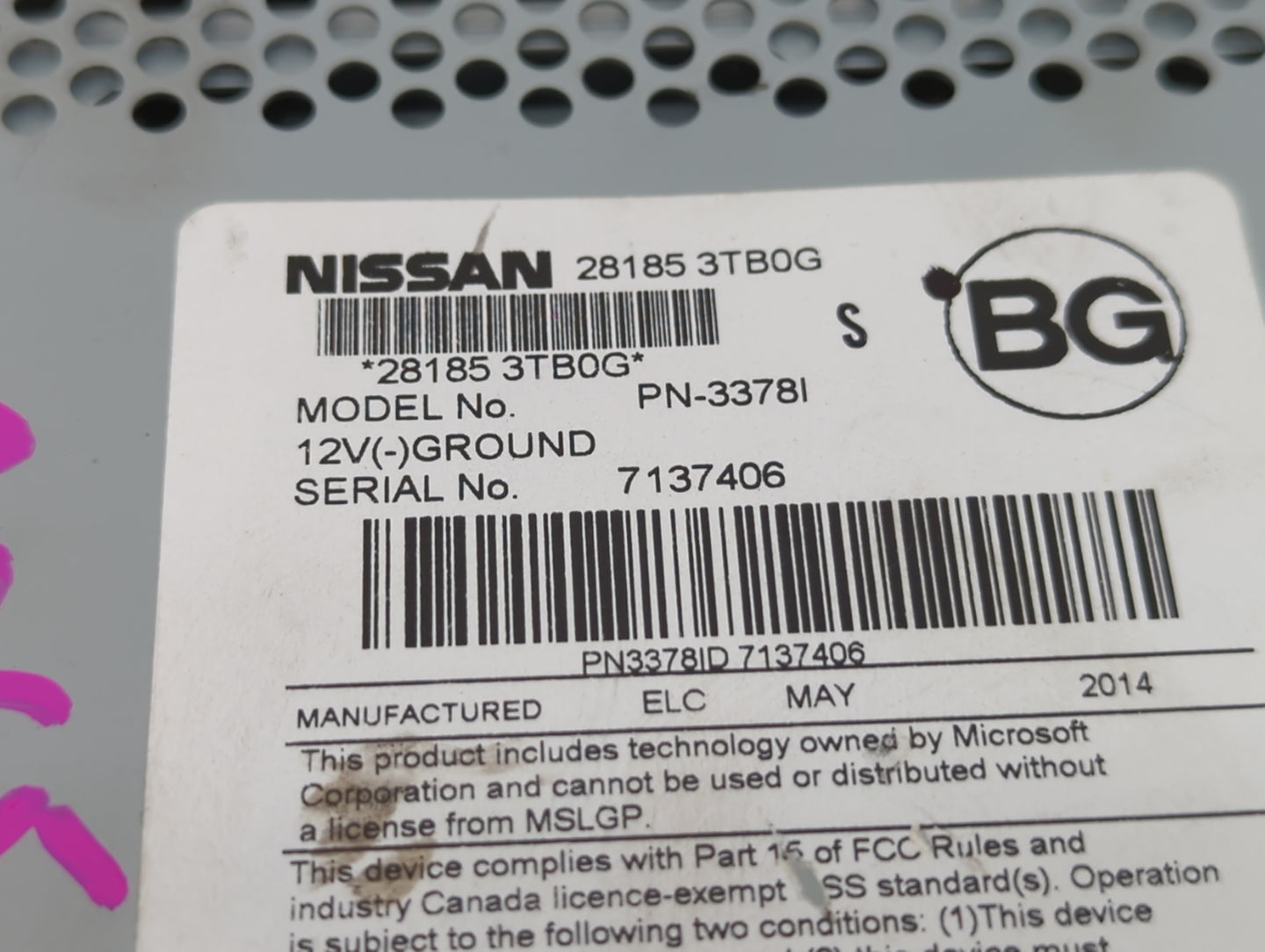 2013-2015 Nissan Altima Radio AM FM Cd Player Receiver Replacement P/N:28185 3TB0G 28185 3TA0G Fits Fits 2013 2014 2015 OEM 