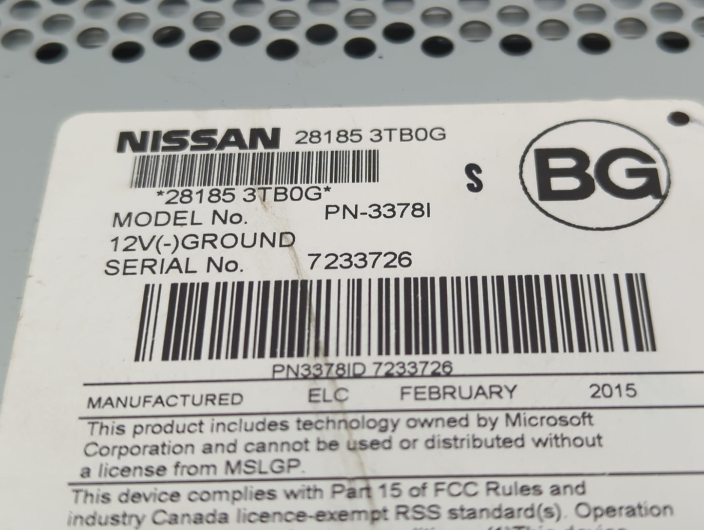 2013-2015 Nissan Altima Radio AM FM Cd Player Receiver Replacement P/N:28185 3TB0G 28185 3TA0G Fits Fits 2013 2014 2015 OEM 