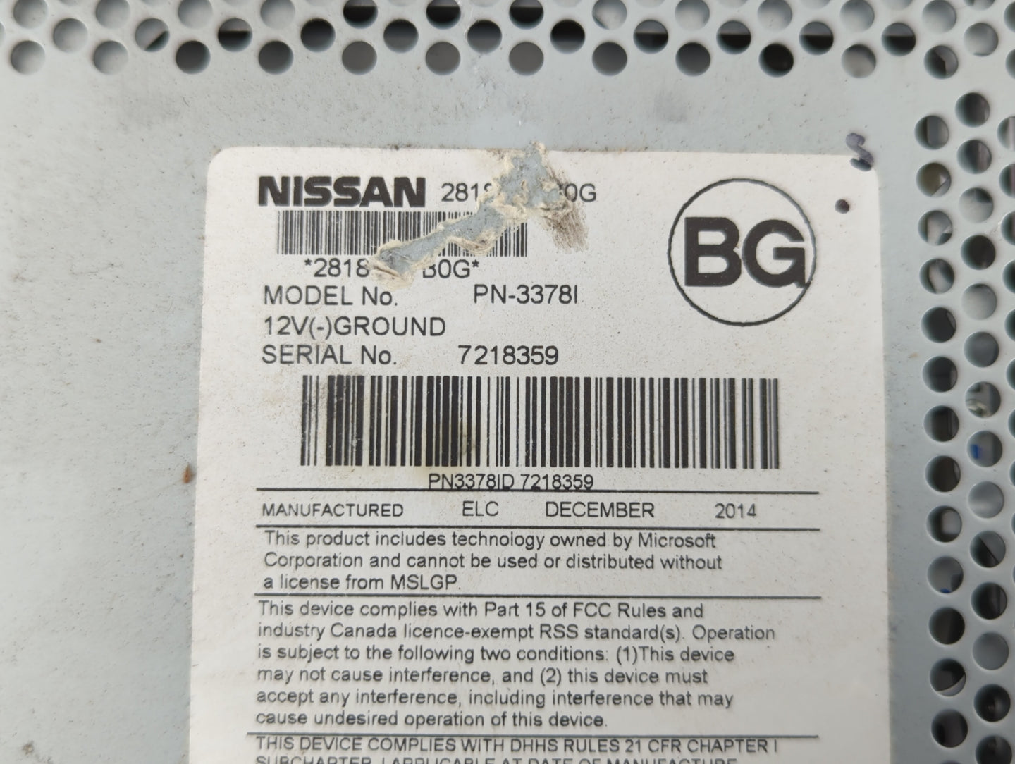 2013-2015 Nissan Altima Am Fm Cd Player Radio Receiver - Oemusedautoparts1.com