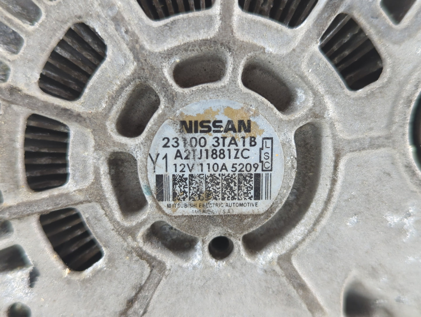 2013-2017 Nissan Altima Alternator Replacement Generator Charging Assembly Engine OEM P/N:23100 3TA1B Fits OEM Used Auto Par