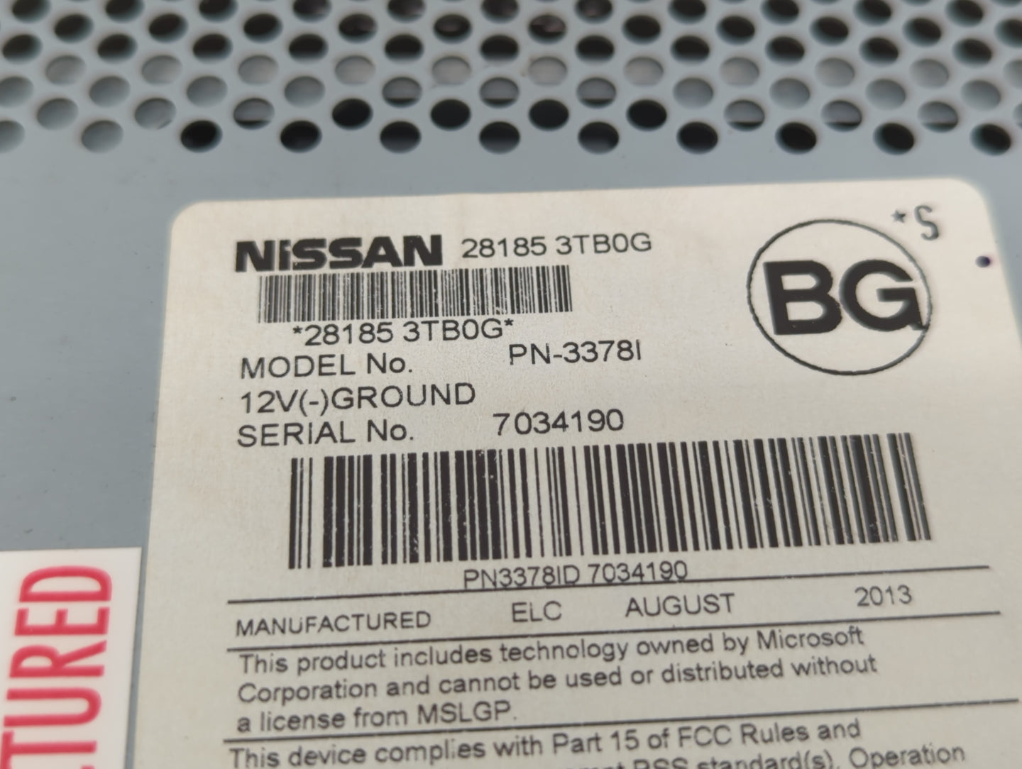 2013-2015 Nissan Altima Radio AM FM Cd Player Receiver Replacement P/N:28185 3TB0G Fits Fits 2013 2014 2015 OEM Used Auto Pa