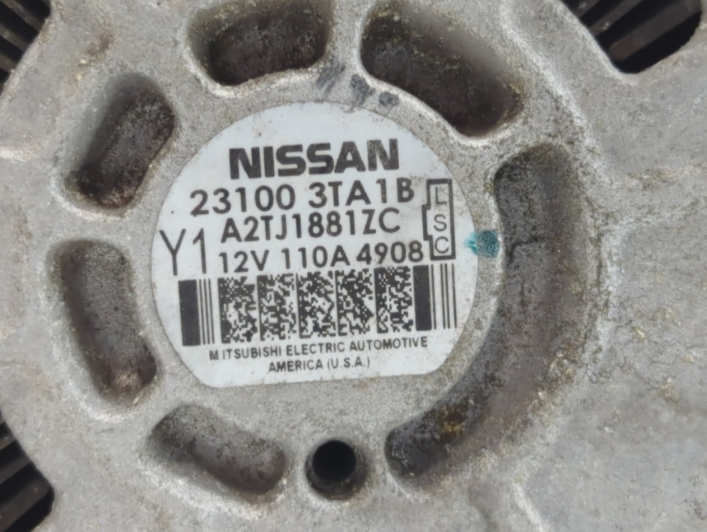 2013-2017 Nissan Altima Alternator Replacement Generator Charging Assembly Engine OEM P/N:23100 3TA1B Fits OEM Used Auto Par