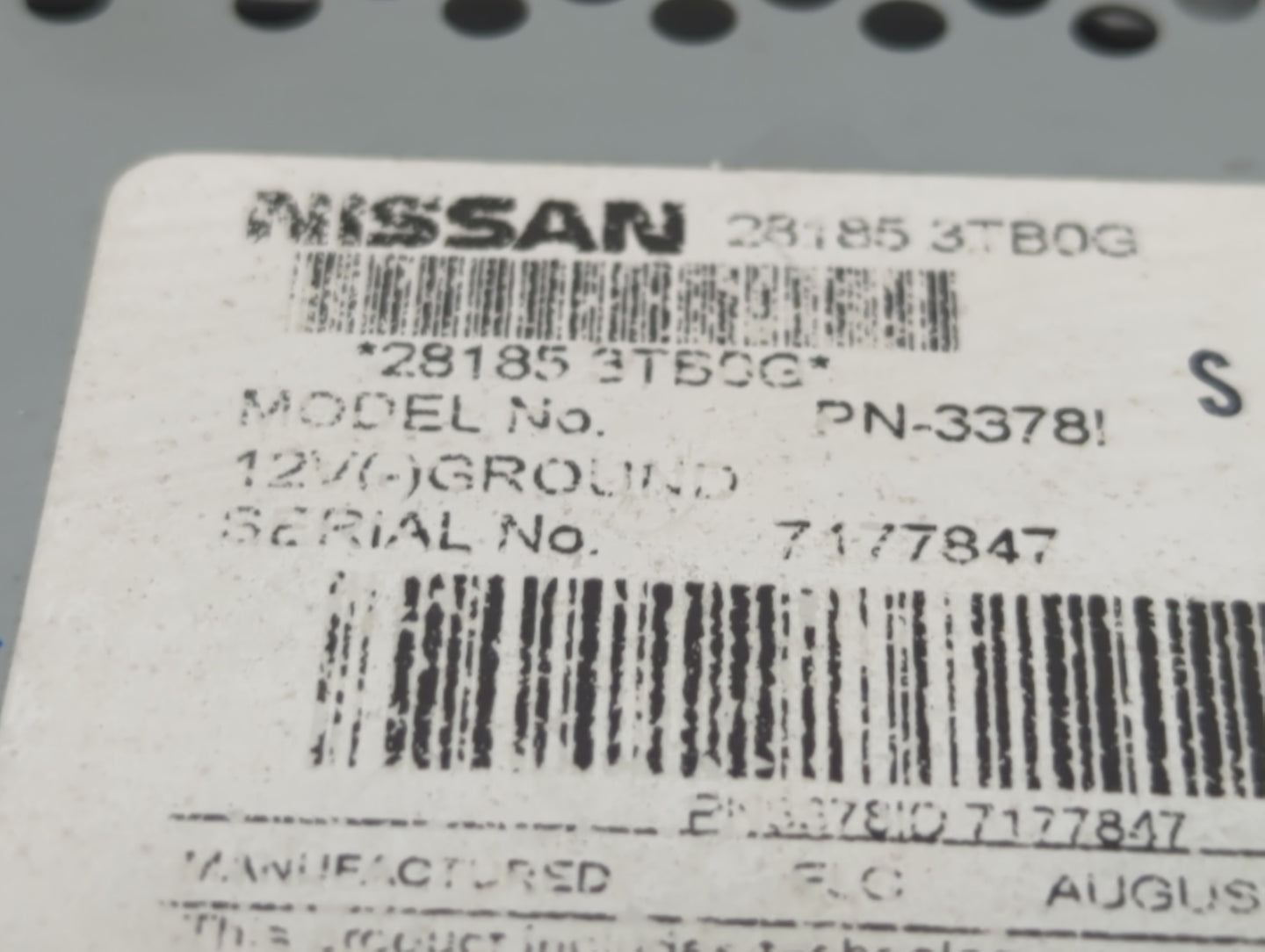 2013-2015 Nissan Altima Radio AM FM Cd Player Receiver Replacement P/N:28185 3TB0G Fits Fits 2013 2014 2015 OEM Used Auto Pa