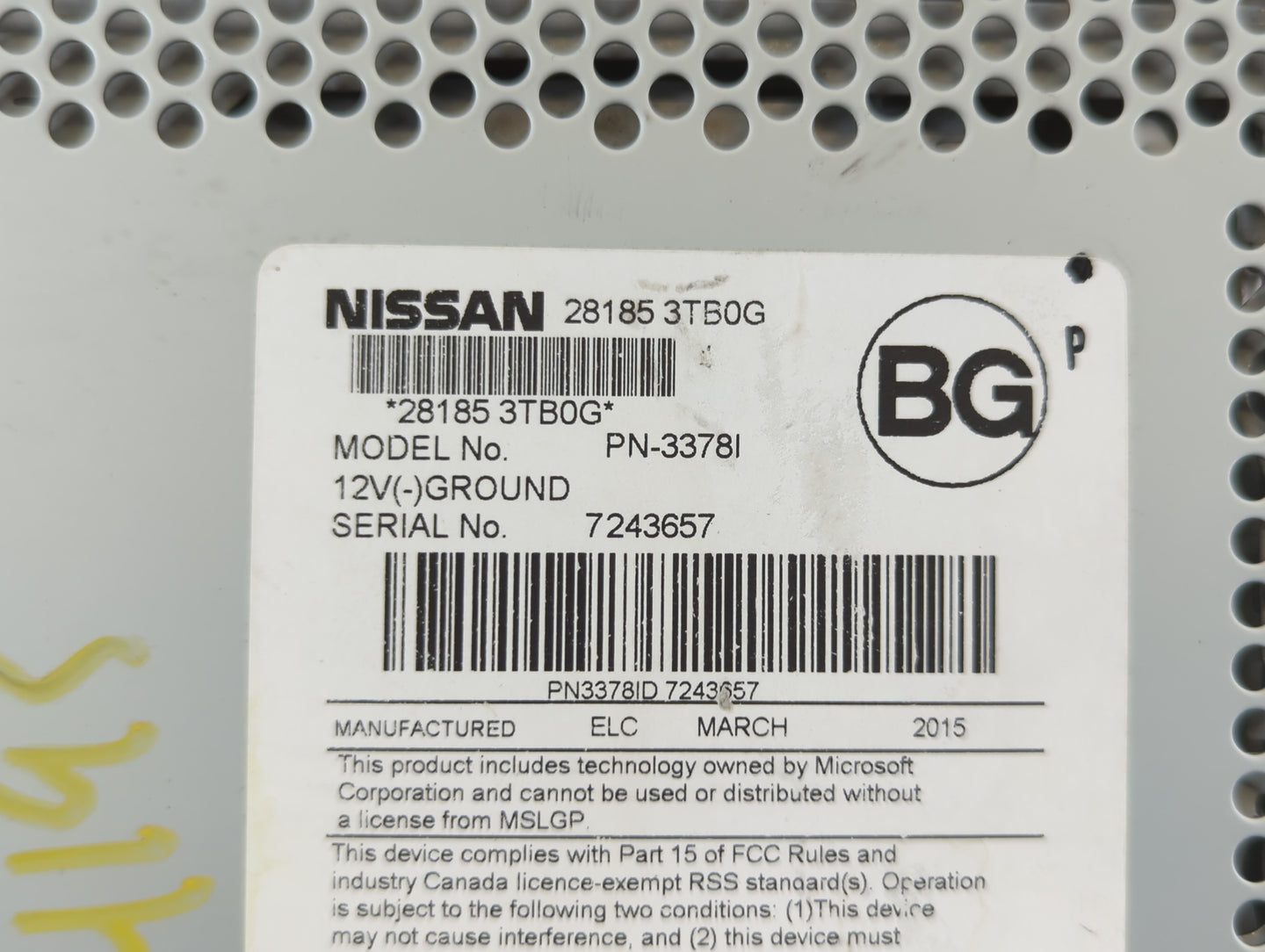 2013-2015 Nissan Altima Radio AM FM Cd Player Receiver Replacement P/N:28185 3TB0G Fits Fits 2013 2014 2015 OEM Used Auto Pa
