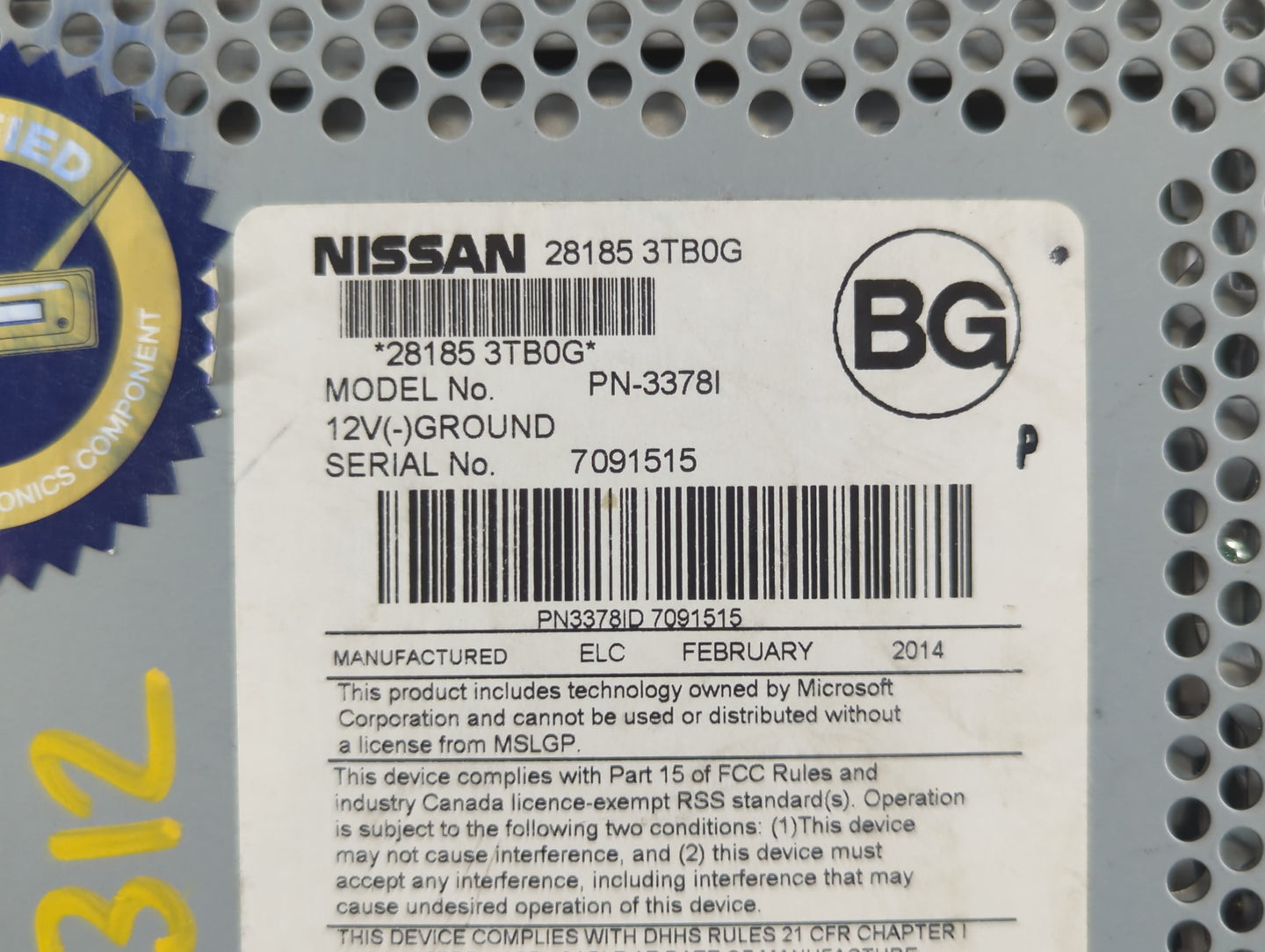 2013-2015 Nissan Altima Am Fm Cd Player Radio Receiver - Oemusedautoparts1.com