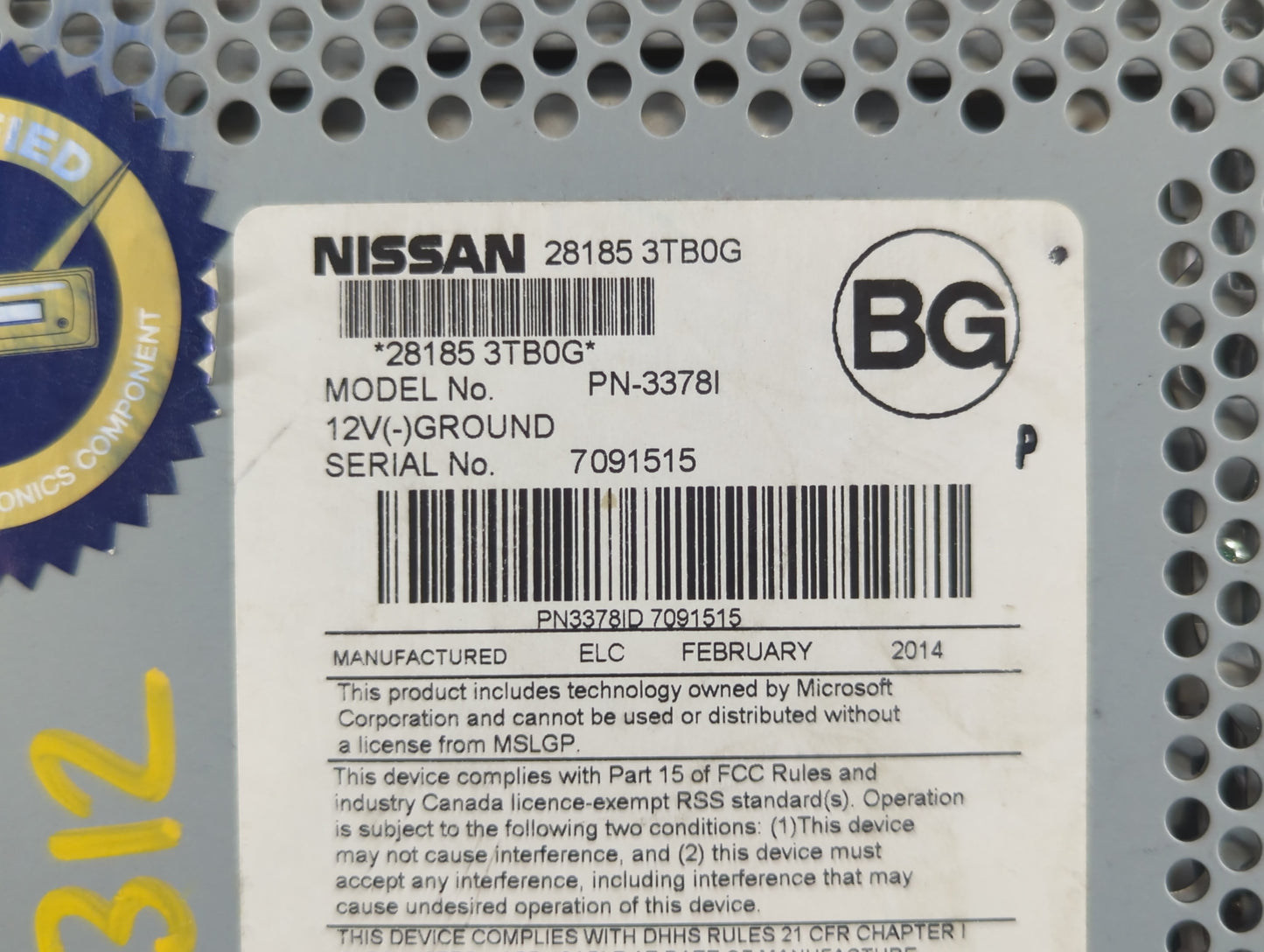 2013-2015 Nissan Altima Am Fm Cd Player Radio Receiver - Oemusedautoparts1.com