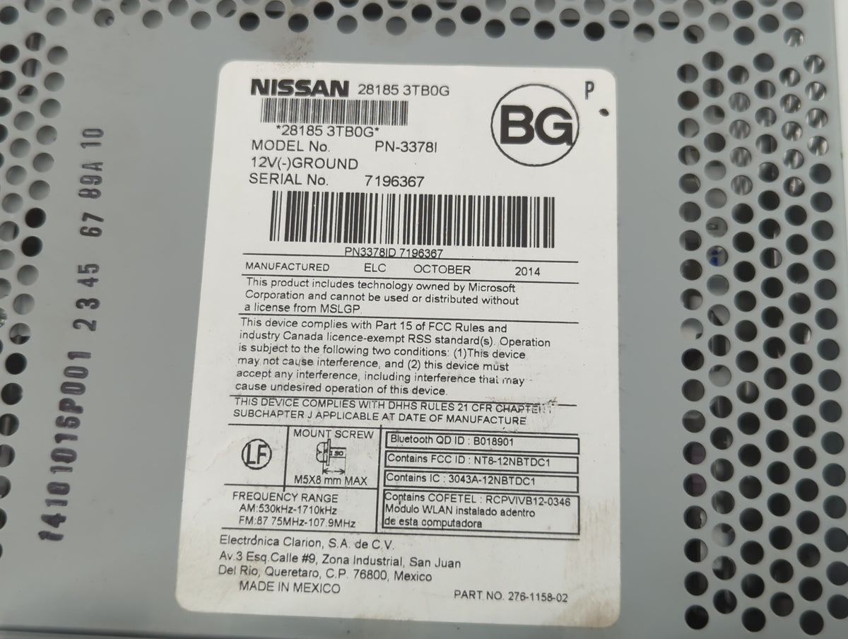 2013-2015 Nissan Altima Am Fm Cd Player Radio Receiver 708450 - Oemusedautoparts1.com