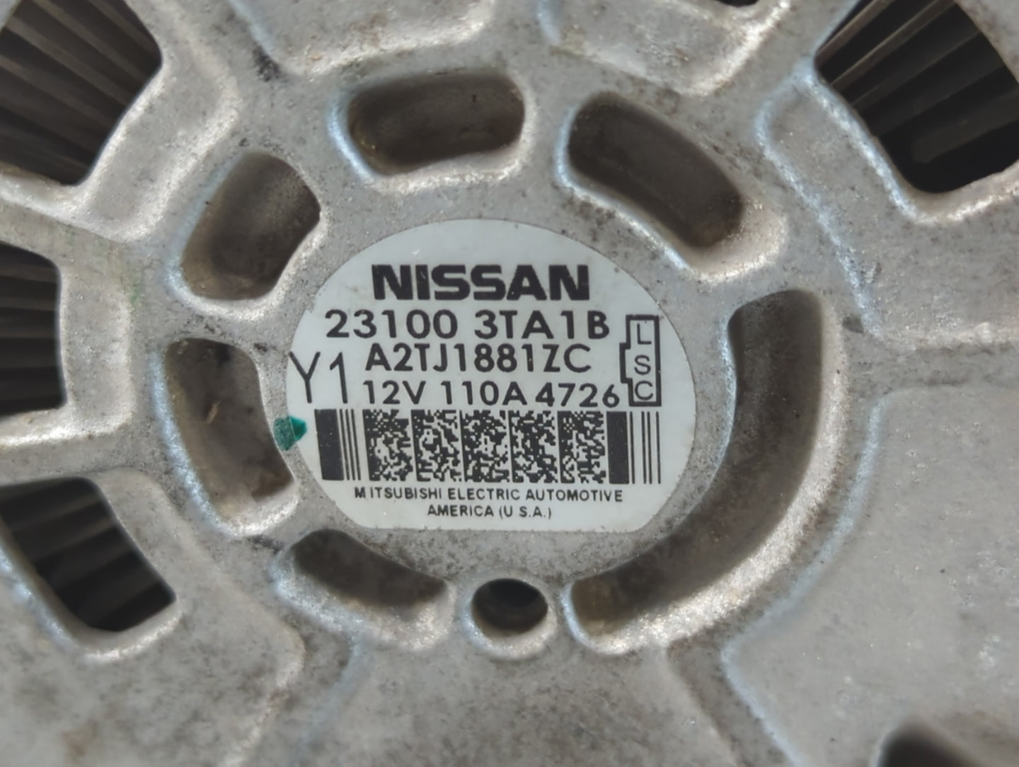 2013-2017 Nissan Altima Alternator Replacement Generator Charging Assembly Engine OEM P/N:23100 3TA1B Fits OEM Used Auto Par