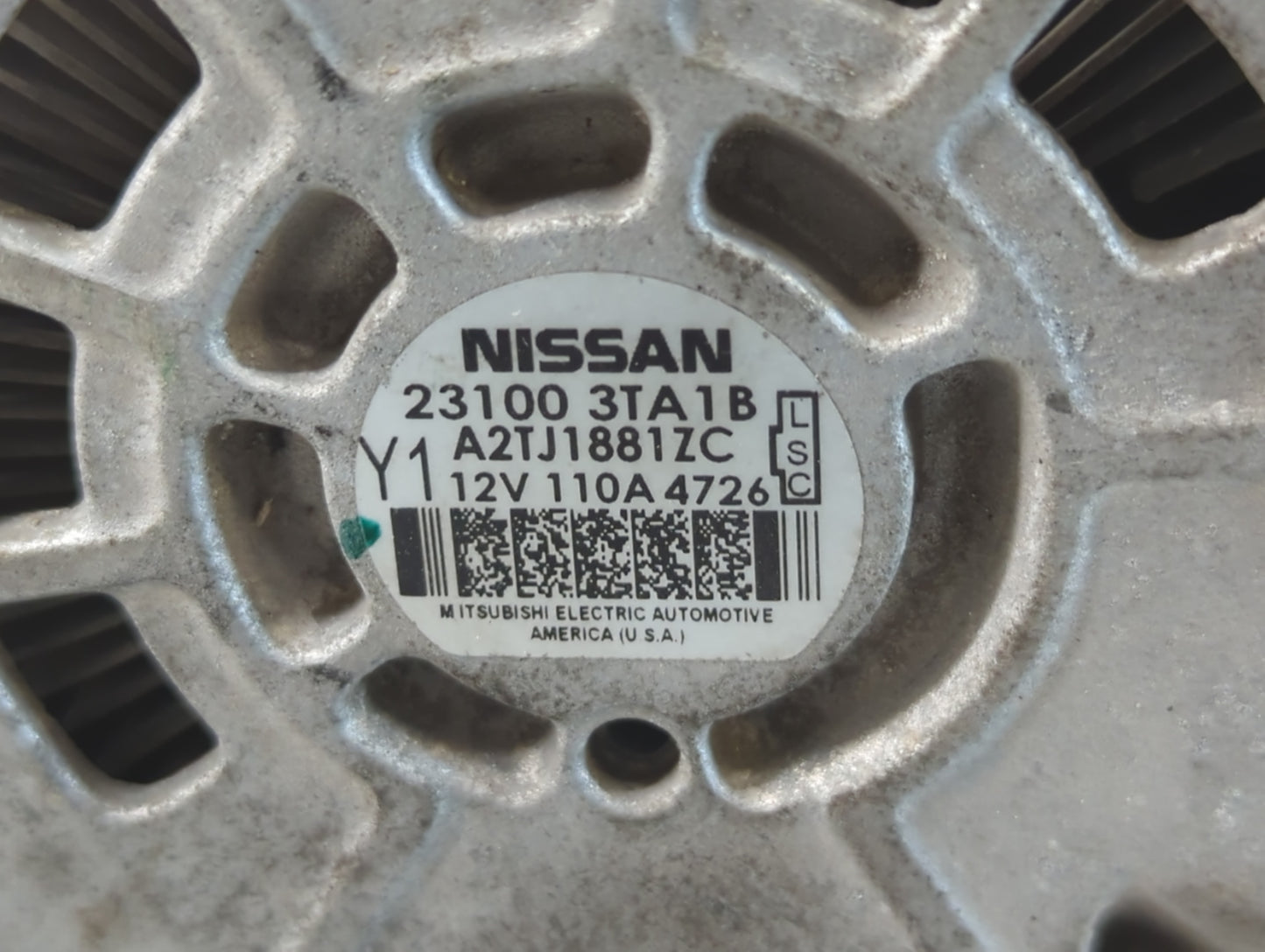 2013-2017 Nissan Altima Alternator Replacement Generator Charging Assembly Engine OEM P/N:23100 3TA1B Fits OEM Used Auto Par