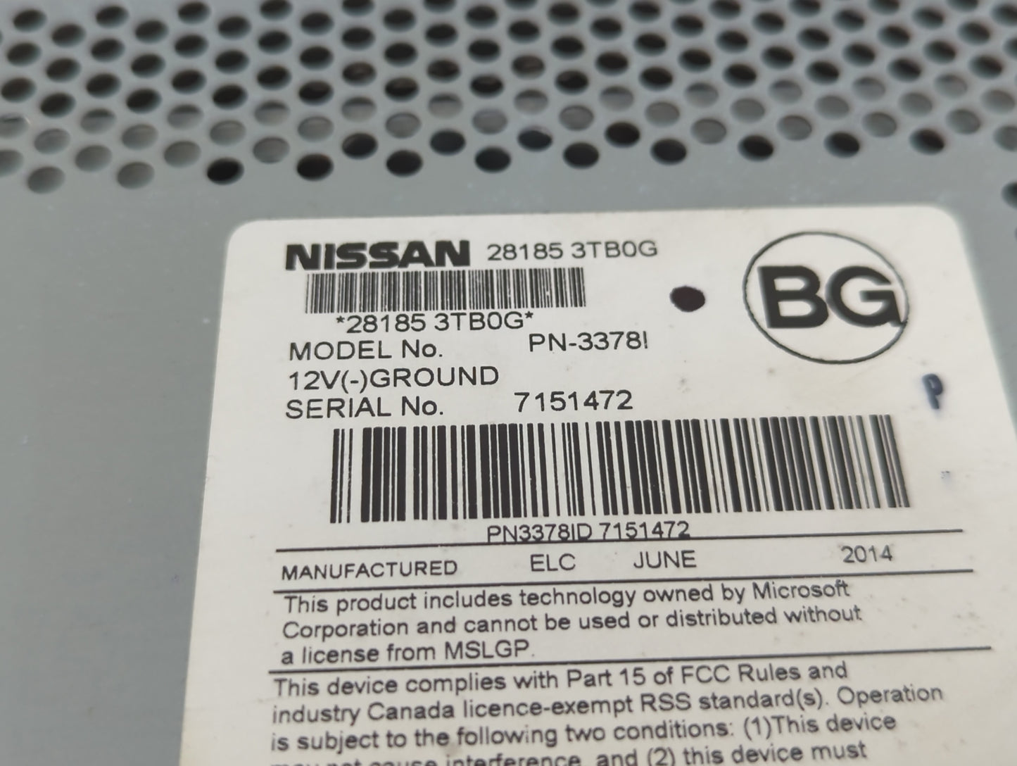 2013-2015 Nissan Altima Radio AM FM Cd Player Receiver Replacement P/N:28185 3TB0G Fits Fits 2013 2014 2015 OEM Used Auto Pa