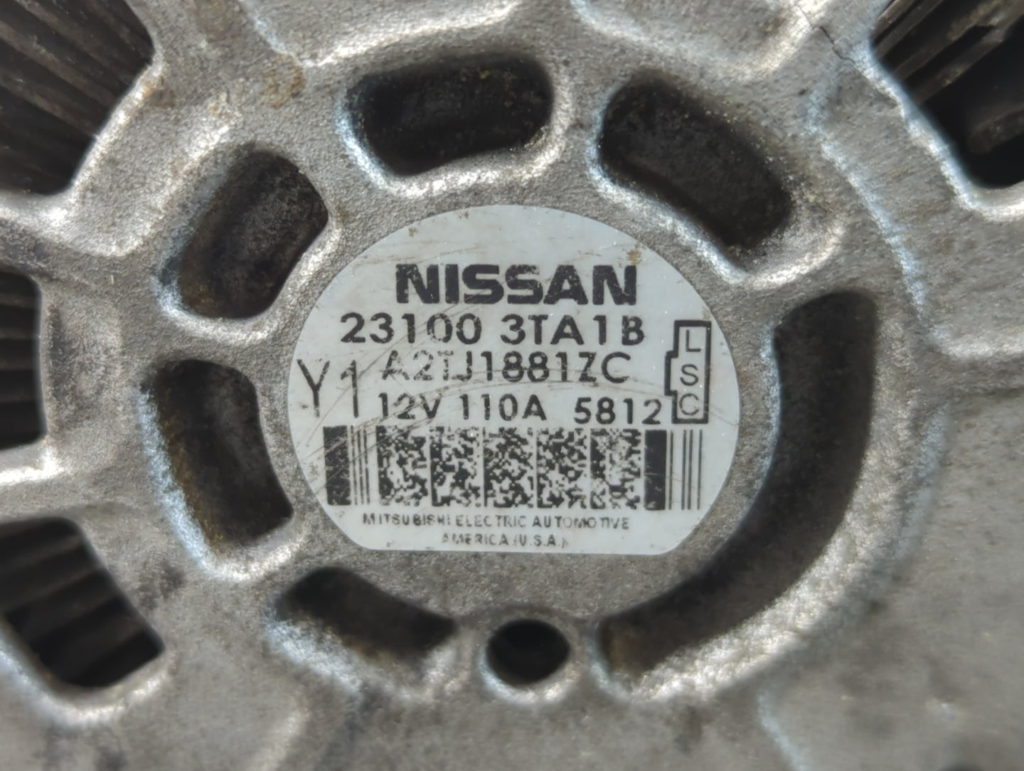 2013-2017 Nissan Altima Alternator Replacement Generator Charging Assembly Engine OEM P/N:23100 3TA1B Fits OEM Used Auto Par