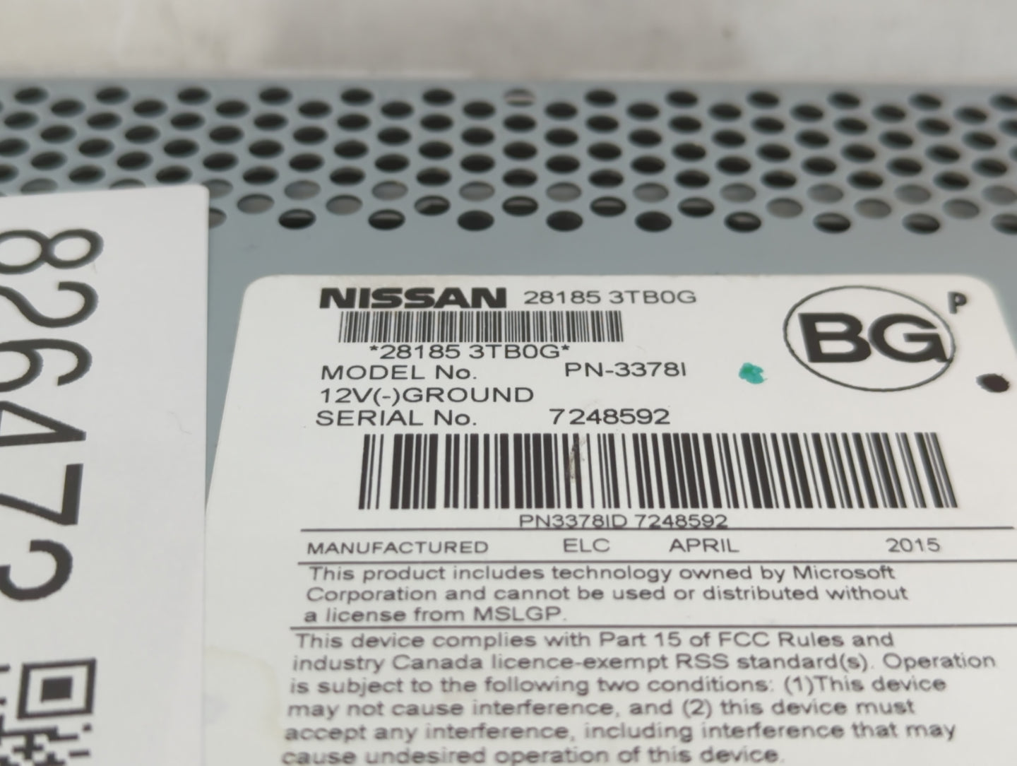 2013-2015 Nissan Altima Radio AM FM Cd Player Receiver Replacement P/N:28185 3TB0G Fits Fits 2013 2014 2015 OEM Used Auto Pa