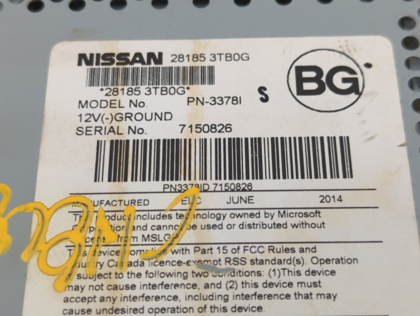 2013-2015 Nissan Altima Radio AM FM Cd Player Receiver Replacement P/N:28185 3TB0G Fits Fits 2013 2014 2015 OEM Used Auto Pa