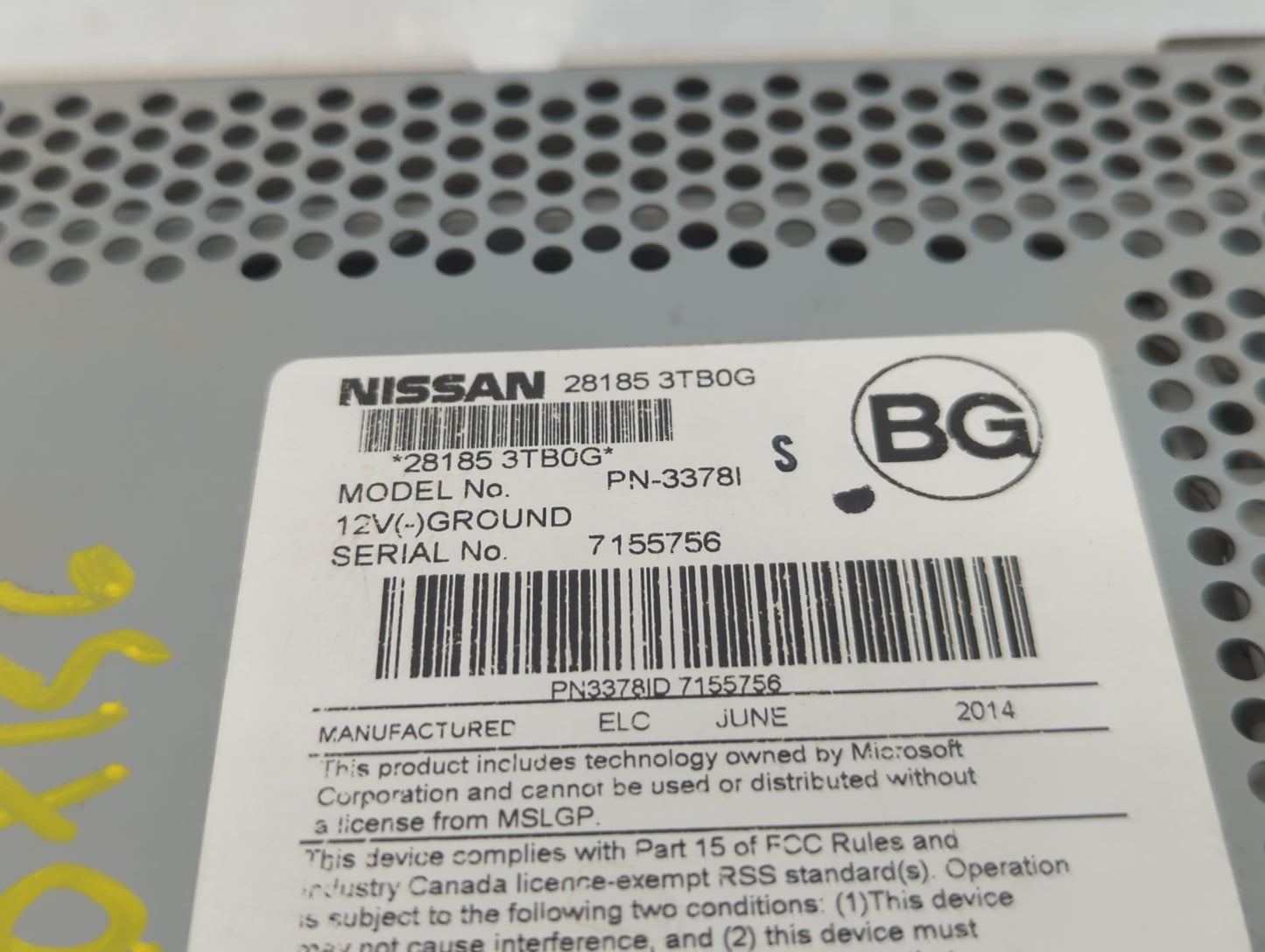 2013-2015 Nissan Altima Radio AM FM Cd Player Receiver Replacement P/N:28185 3TB0G Fits Fits 2013 2014 2015 OEM Used Auto Pa