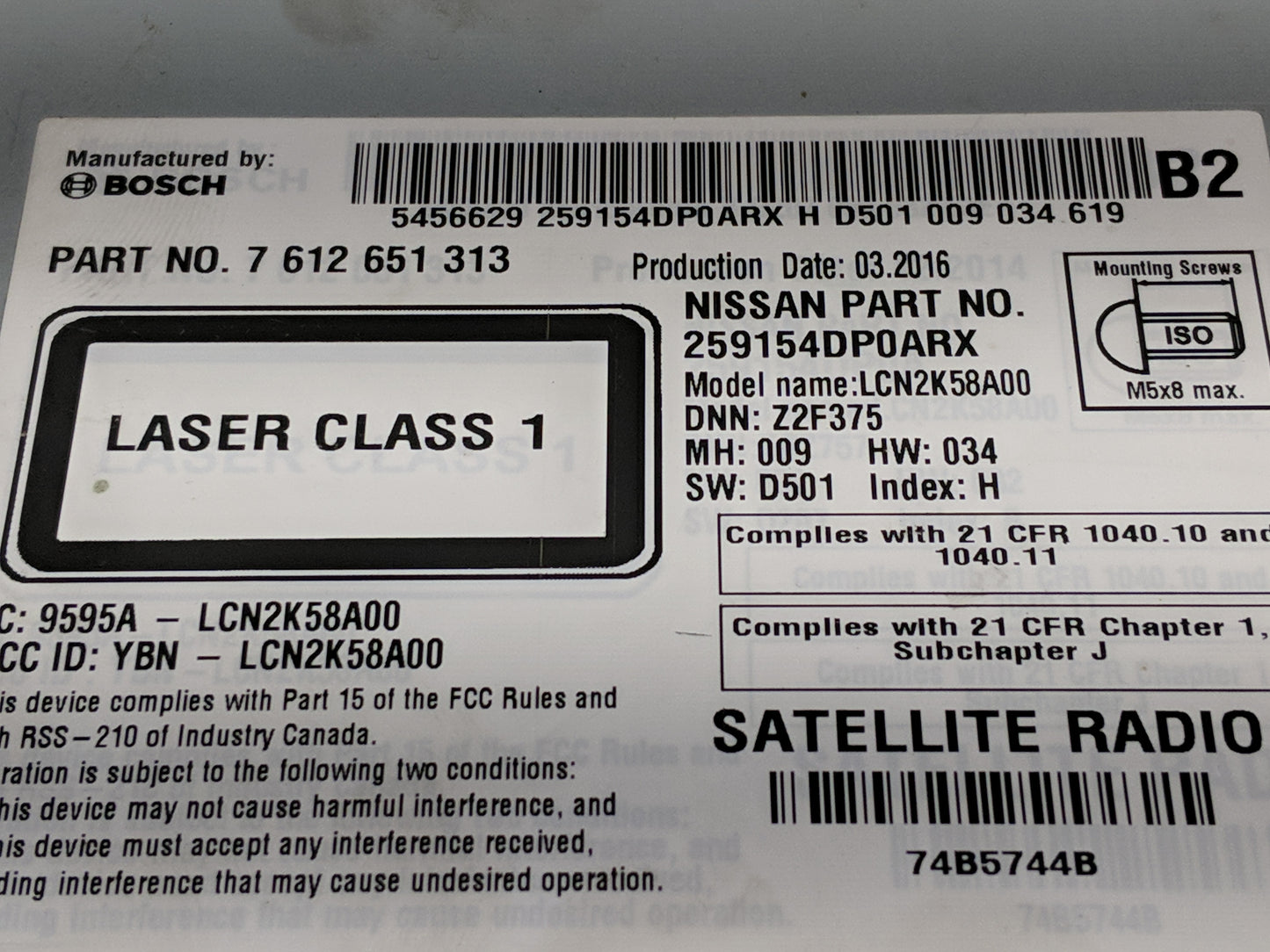 2015 Nissan Juke Radio AM FM Cd Player Receiver Replacement P/N:259154DP0ARX 7 612 651 313 Fits OEM Used Auto Parts - Oemuse