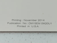 2015 Nissan Nv200 Owners Manual Book Guide P/N:OM15EM OM20U OEM Used Auto Parts - Oemusedautoparts1.com