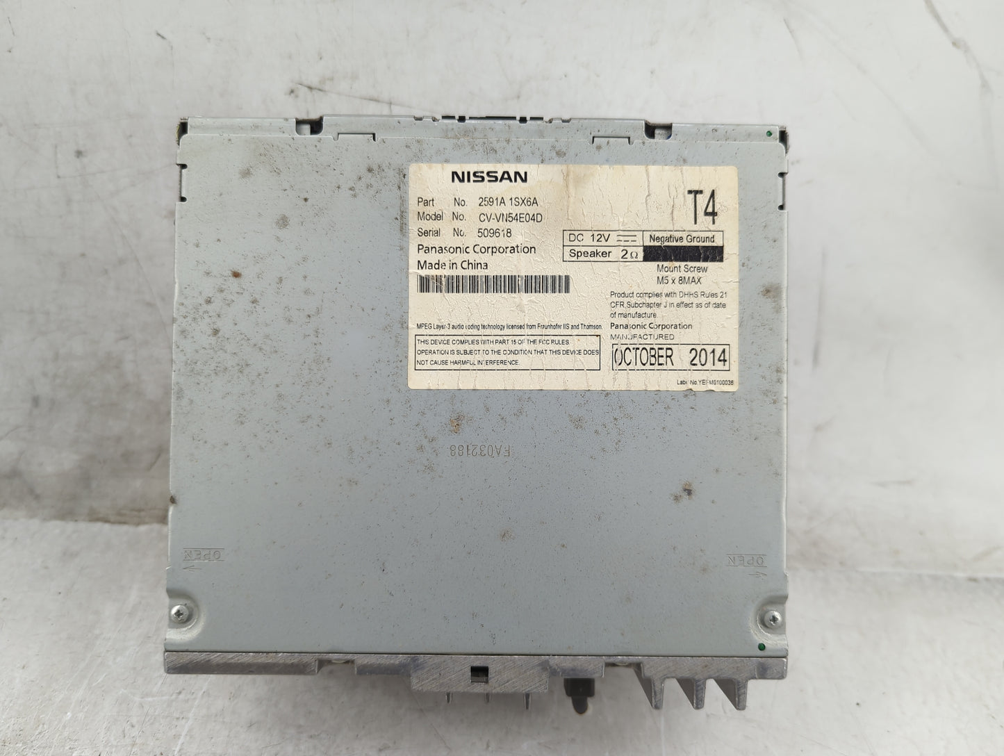 2015-2016 Nissan Pathfinder Radio AM FM Cd Player Receiver Replacement P/N:2591A 1SX6A Fits Fits 2015 2016 OEM Used Auto Par