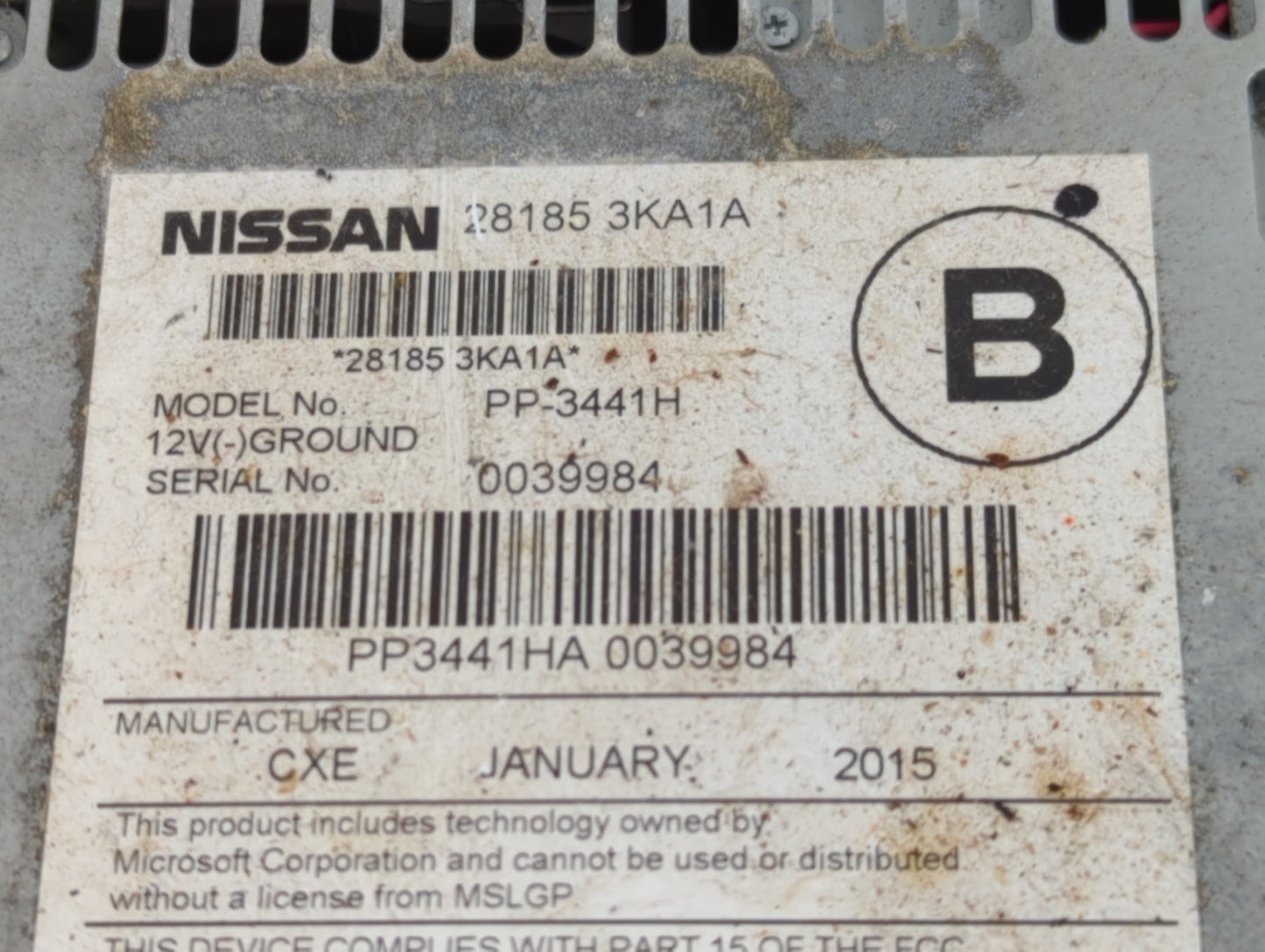 2015-2016 Nissan Pathfinder Radio AM FM Cd Player Receiver Replacement P/N:28185 3KA1A Fits Fits 2015 2016 OEM Used Auto Par