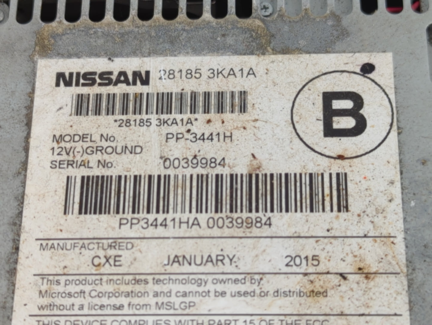 2015-2016 Nissan Pathfinder Radio AM FM Cd Player Receiver Replacement P/N:28185 3KA1A Fits Fits 2015 2016 OEM Used Auto Par