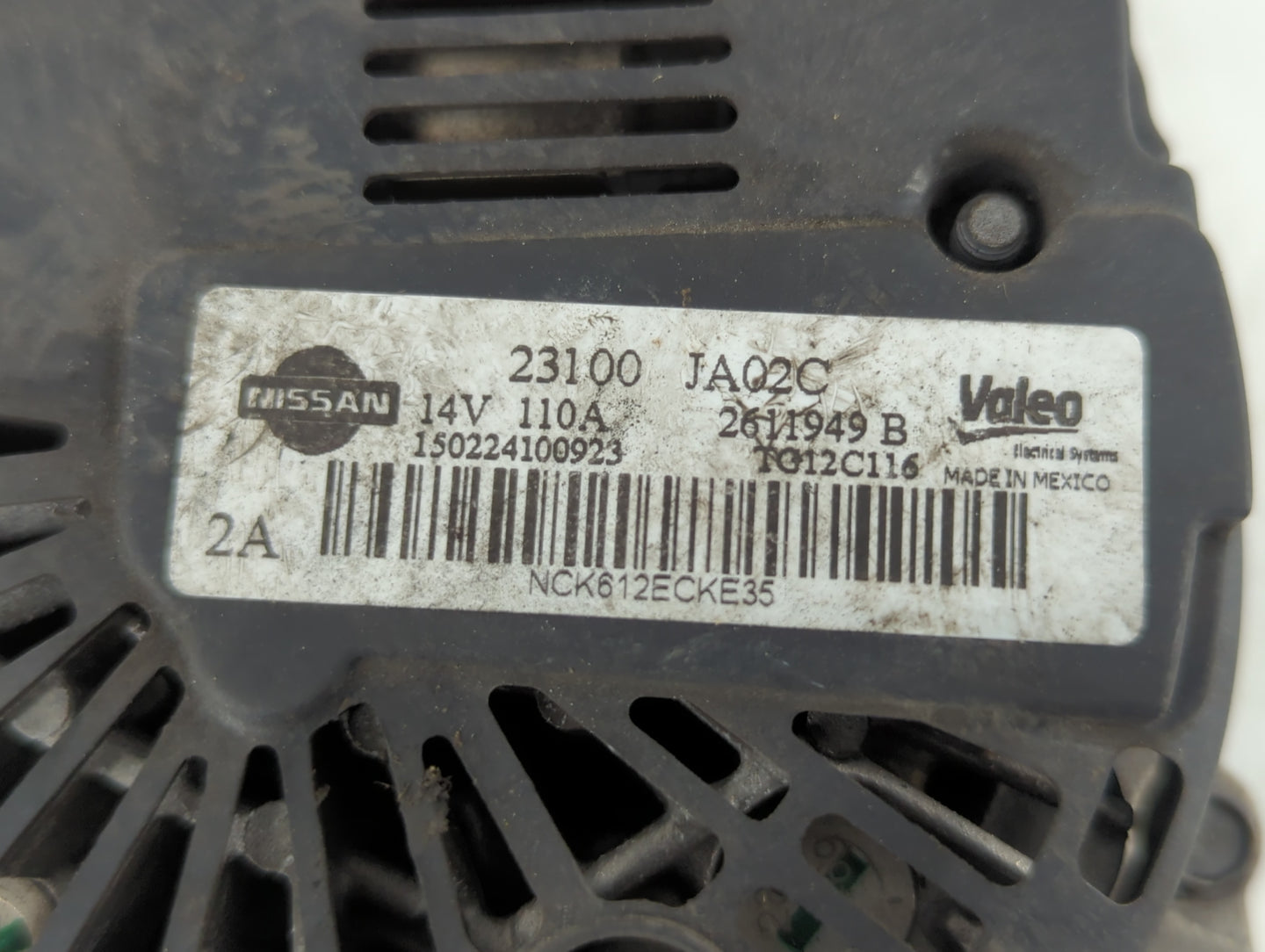 2011-2015 Nissan Rogue Alternator Replacement Generator Charging Assembly Engine OEM P/N:23100 JA02C Fits OEM Used Auto Part