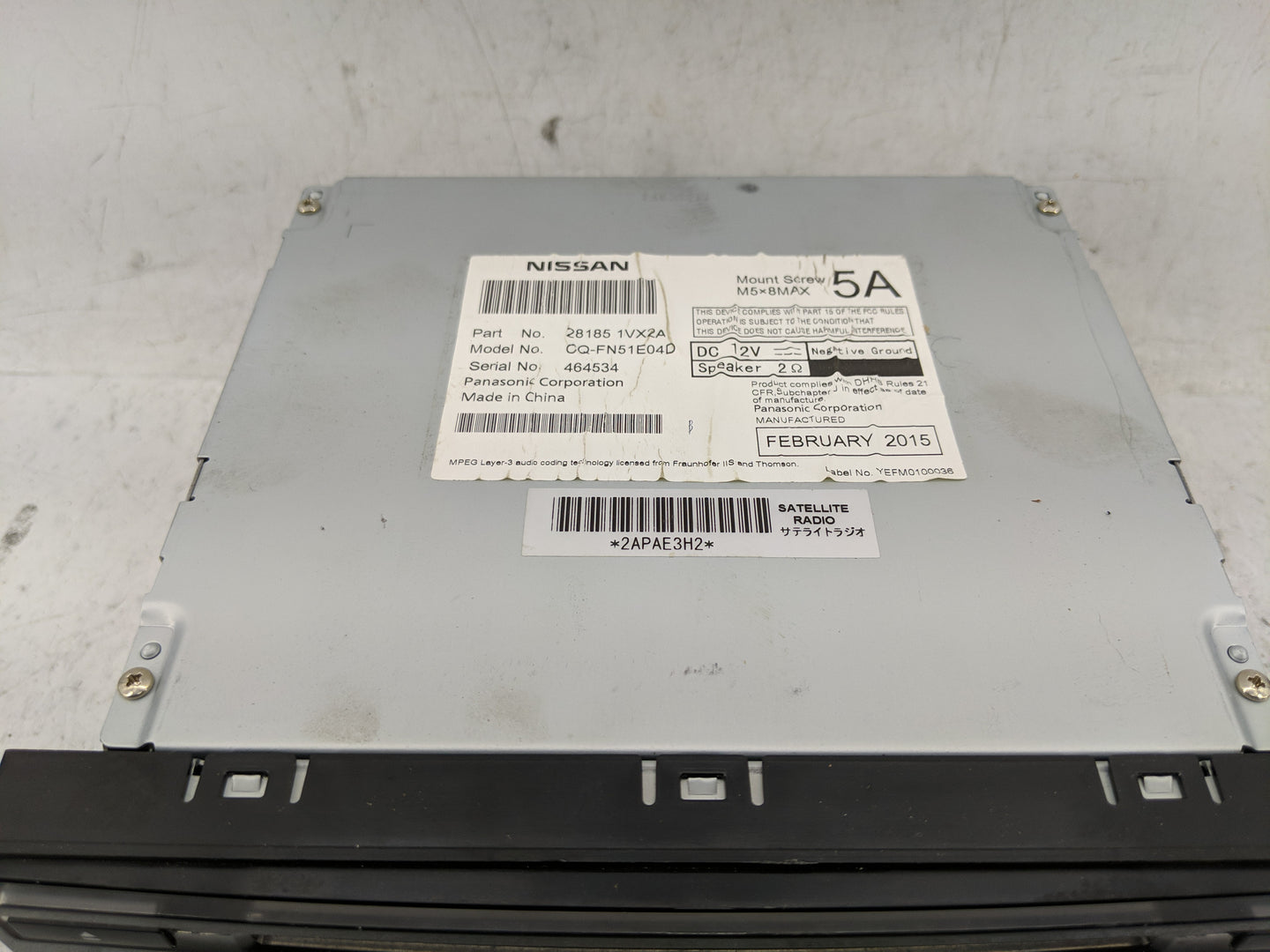 2011-2015 Nissan Rogue Radio AM FM Cd Player Receiver Replacement P/N:28185 1VX2A Fits Fits 2011 2012 2013 2014 2015 OEM Use