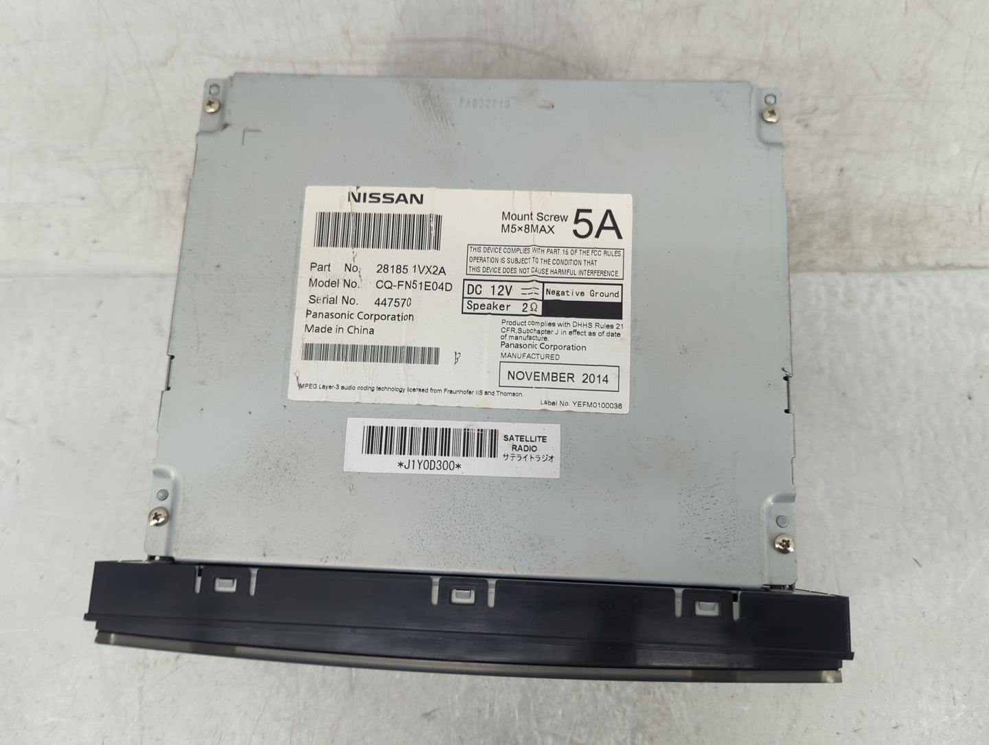 2012-2015 Nissan Rogue Radio AM FM Cd Player Receiver Replacement P/N:28185 1VX2A Fits Fits 2012 2013 2014 2015 OEM Used Aut