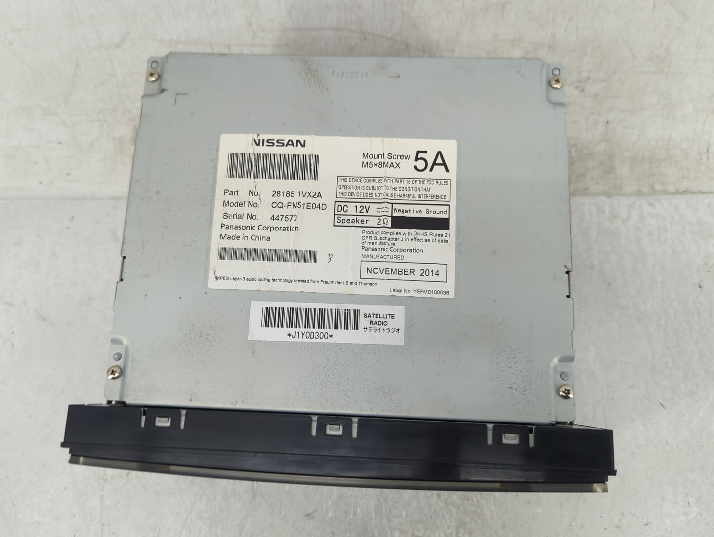 2012-2015 Nissan Rogue Radio AM FM Cd Player Receiver Replacement P/N:28185 1VX2A Fits Fits 2012 2013 2014 2015 OEM Used Aut