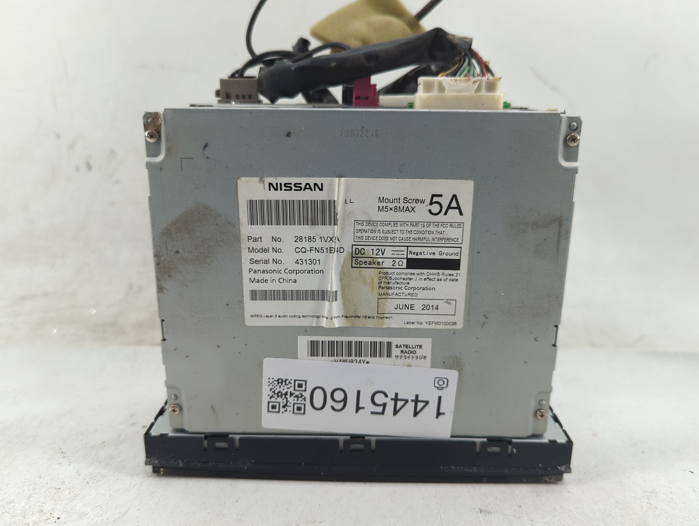2012-2015 Nissan Rogue Radio AM FM Cd Player Receiver Replacement P/N:28185 1VX2A CQ-FN51E04D Fits Fits 2012 2013 2014 2015 