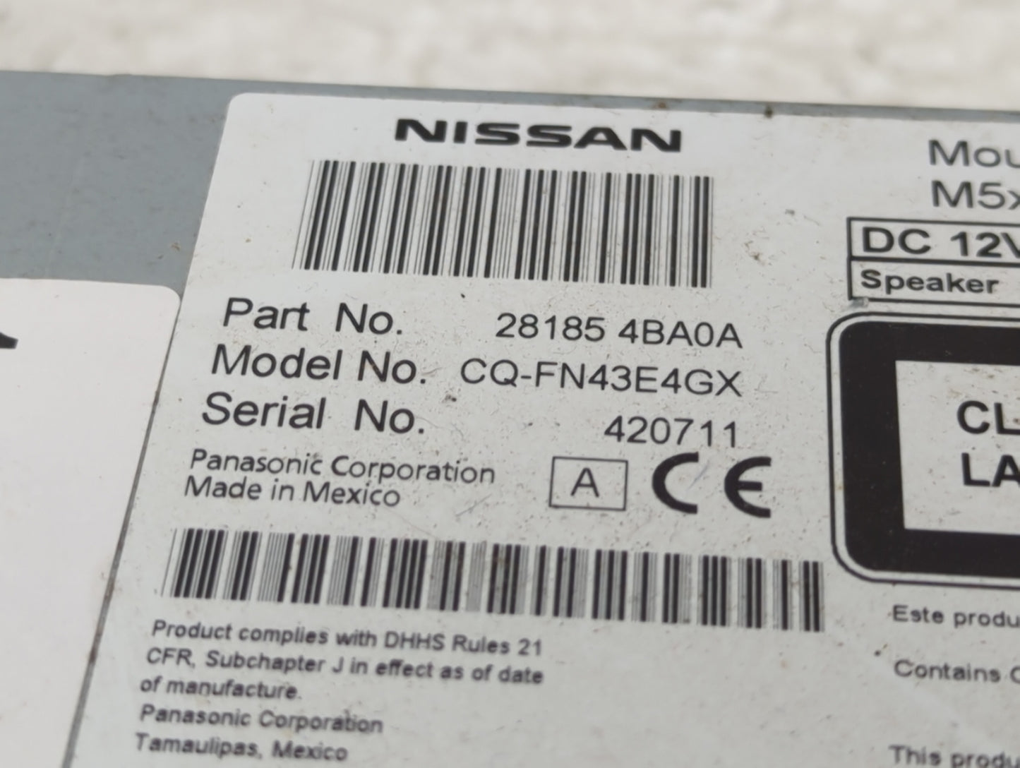 2014-2016 Nissan Rogue Radio AM FM Cd Player Receiver Replacement P/N:281854BA0A CQ-FN43E4GX Fits Fits 2014 2015 2016 OEM Us