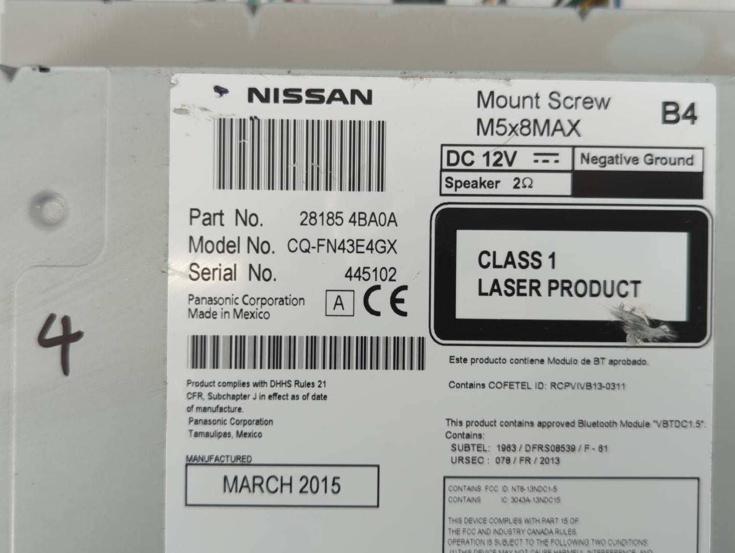 2014-2016 Nissan Rogue Am Fm Cd Player Radio Receiver - Oemusedautoparts1.com