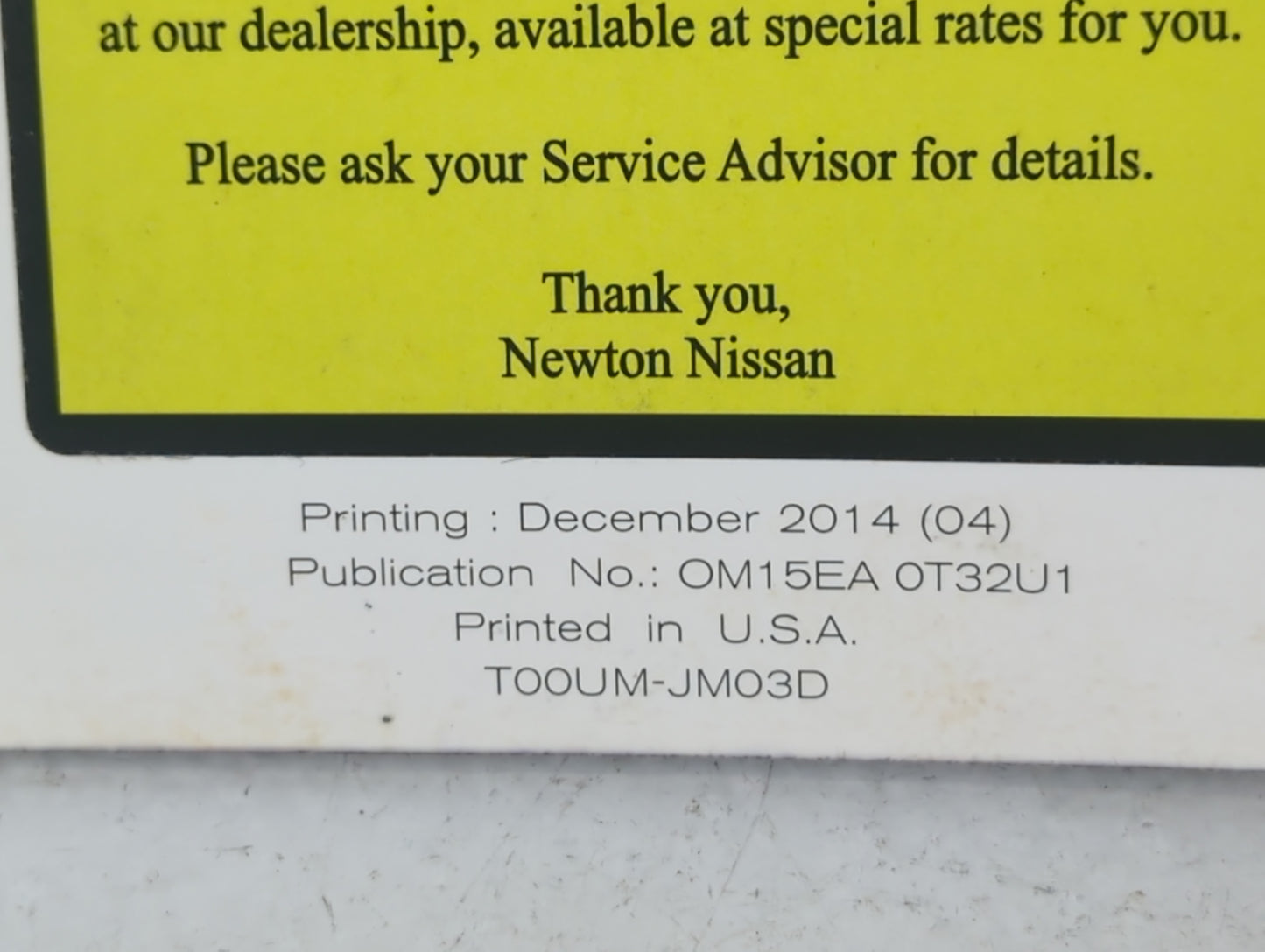 2015 Nissan Rogue Owners Manual Book Guide P/N:0M15EA 0T32U1 OEM Used Auto Parts - Oemusedautoparts1.com